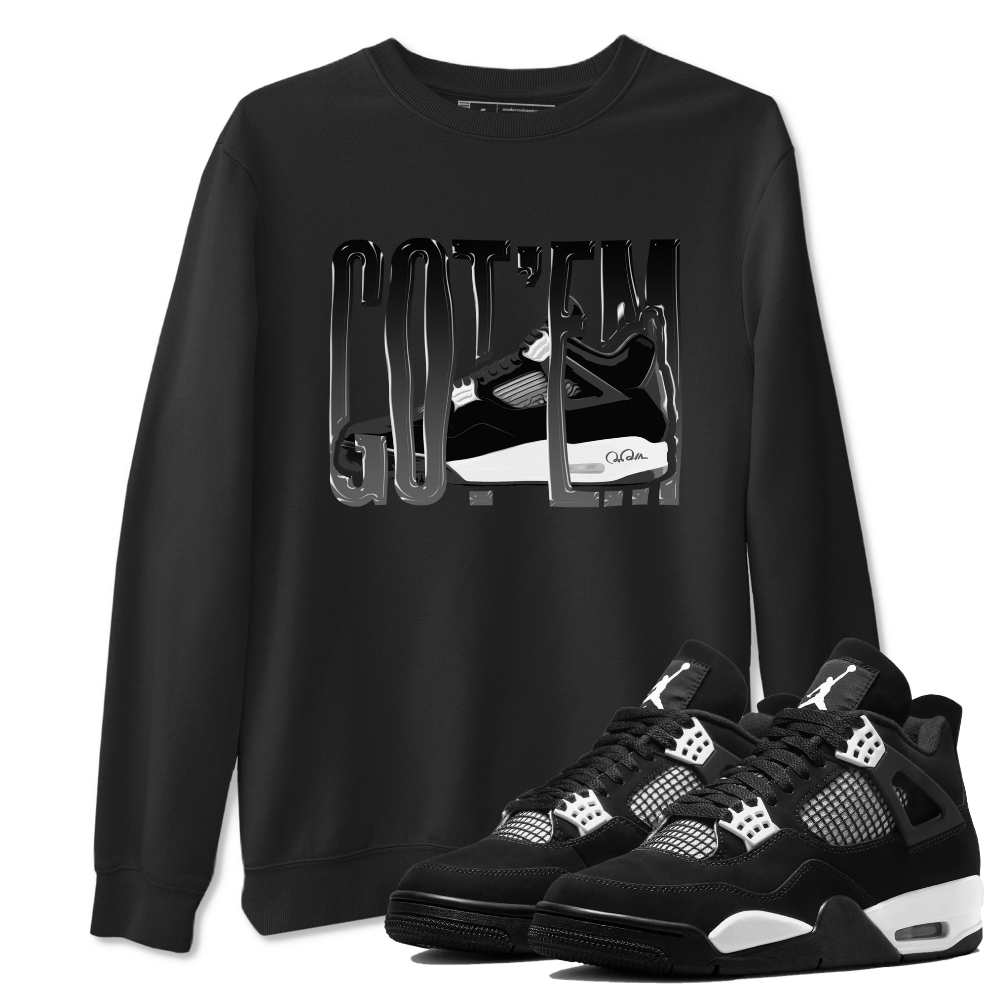 4s White Thunder shirts to match jordans Wiggling Gotem sneaker match tees Air Jordan 4 White Thunder Drip Gear Zone unisex cotton Black 1 crew neck shirts