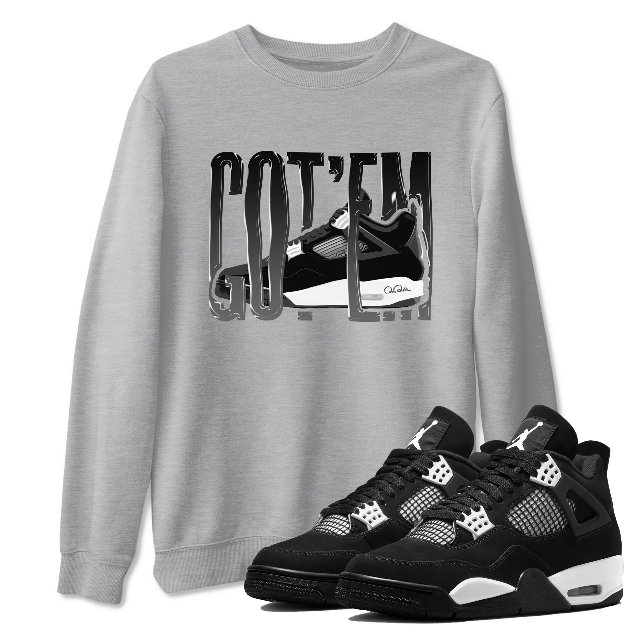 4s White Thunder shirts to match jordans Wiggling Gotem sneaker match tees Air Jordan 4 White Thunder Drip Gear Zone unisex cotton Heather Grey 1 crew neck shirts