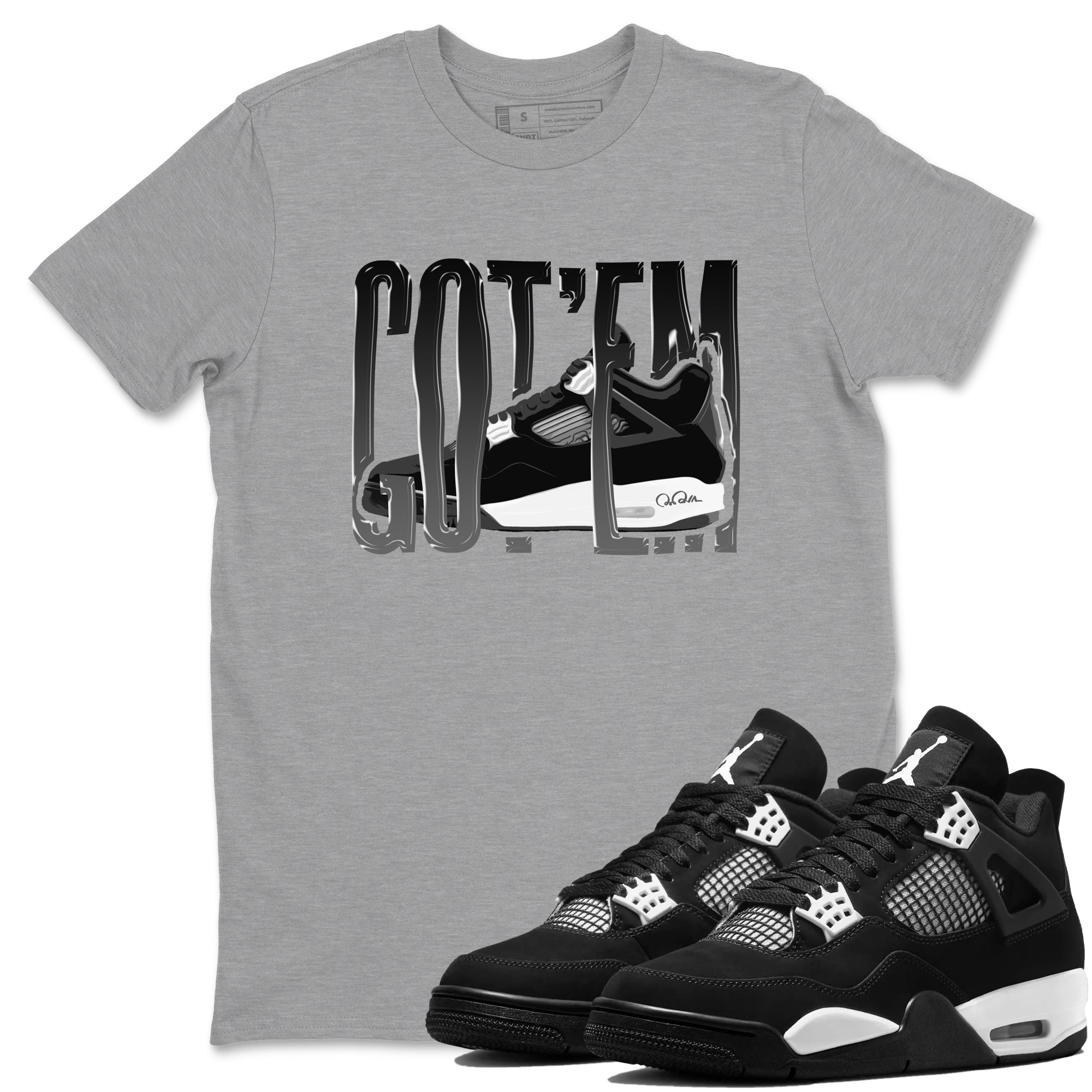 4s White Thunder shirts to match jordans Wiggling Gotem sneaker match tees Air Jordan 4 White Thunder Drip Gear Zone unisex cotton Heather Grey 1 crew neck shirts