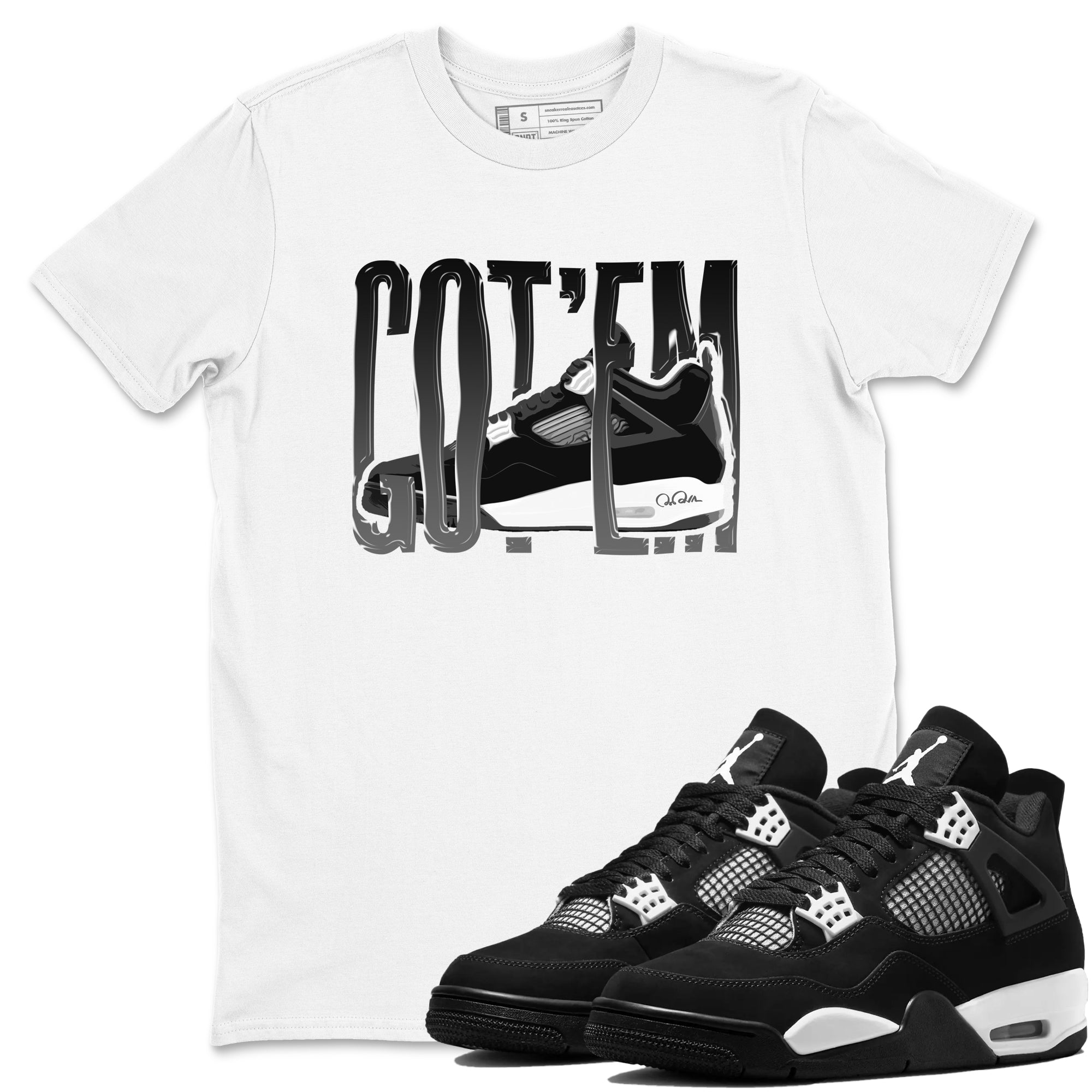 4s White Thunder shirts to match jordans Wiggling Gotem sneaker match tees Air Jordan 4 White Thunder Drip Gear Zone unisex cotton White 1 crew neck shirts