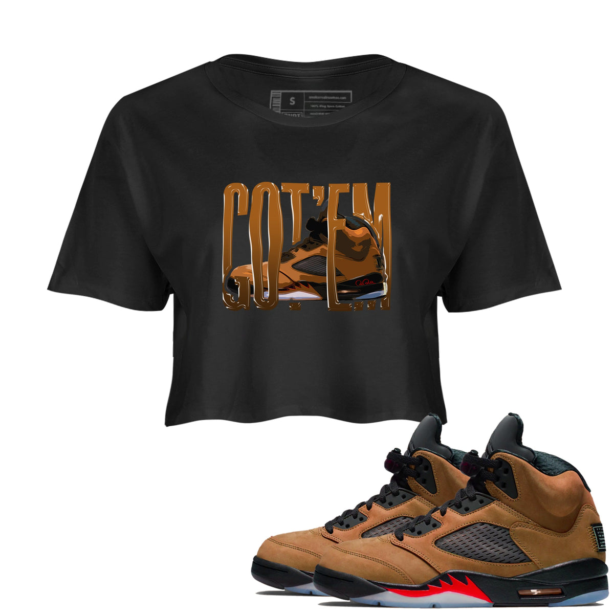 5s Archaeo Brown shirts to match jordans Wiggling Gotem sneaker match tees Air Jordan 5 Archaeo Brown match shoes to clothes Drip Gear Zone unisex cotton Black 1 crop tee