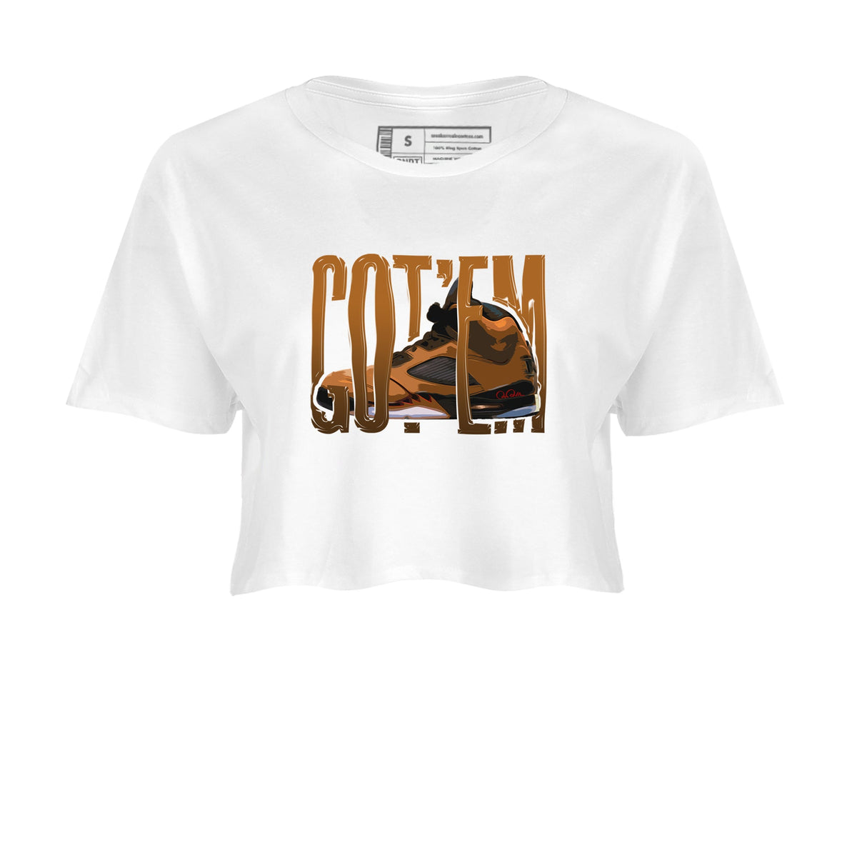 5s Archaeo Brown shirts to match jordans Wiggling Gotem sneaker match tees Air Jordan 5 Archaeo Brown match shoes to clothes Drip Gear Zone unisex cotton White 2 crop tee