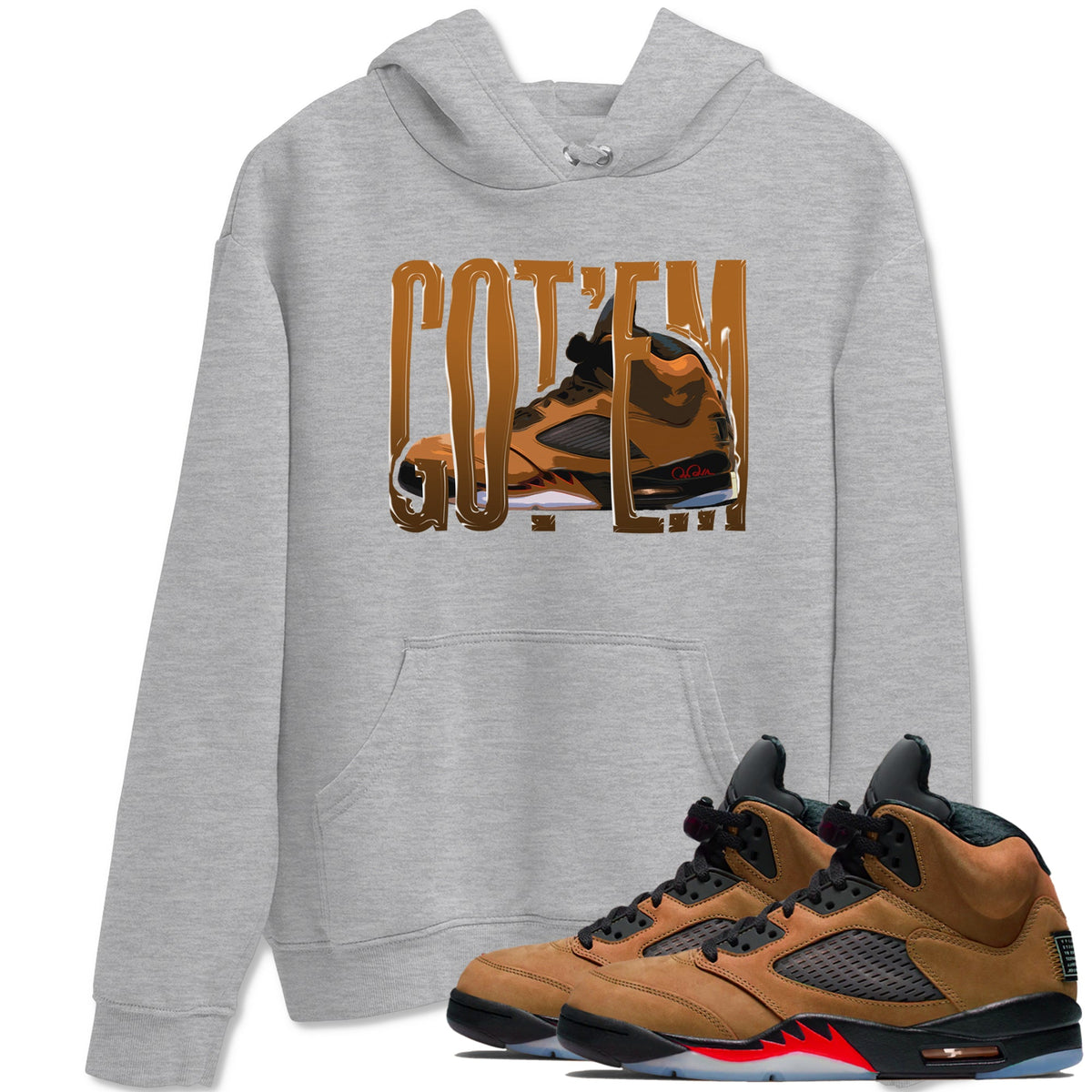 5s Archaeo Brown shirts to match jordans Wiggling Gotem sneaker match tees Air Jordan 5 Archaeo Brown match shoes to clothes Drip Gear Zone unisex cotton Heather Grey 1 shirts
