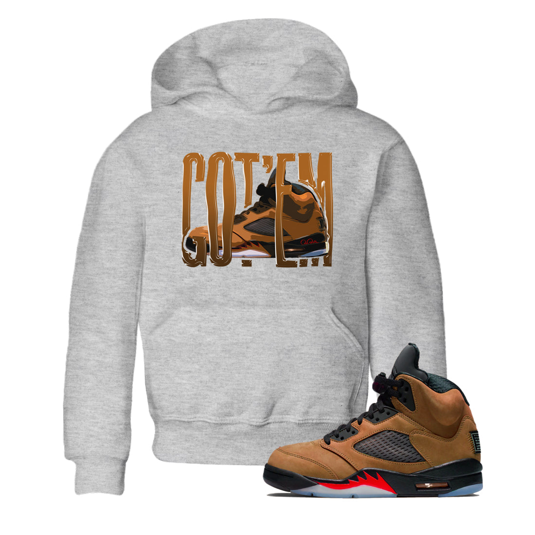 5s Archaeo Brown shirts to match jordans Wiggling Gotem sneaker match tees Air Jordan 5 Archaeo Brown match shoes to clothes Drip Gear Zone Youth Baby Heather Grey 1 tee