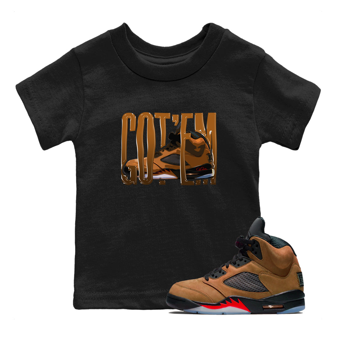 5s Archaeo Brown shirts to match jordans Wiggling Gotem sneaker match tees Air Jordan 5 Archaeo Brown match shoes to clothes Drip Gear Zone Youth Baby Black 1 tee