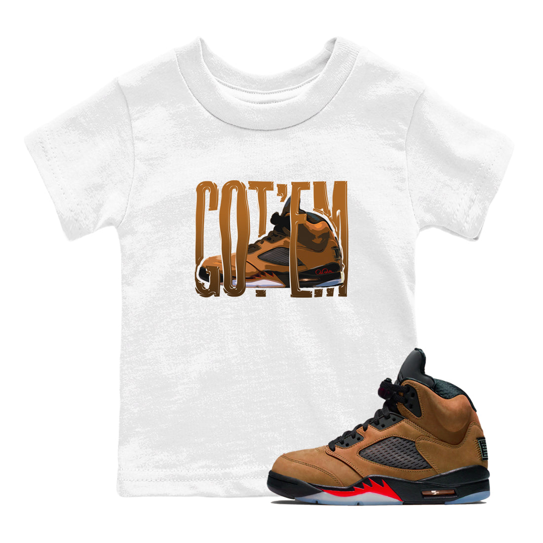 5s Archaeo Brown shirts to match jordans Wiggling Gotem sneaker match tees Air Jordan 5 Archaeo Brown match shoes to clothes Drip Gear Zone Youth Baby White 1 tee
