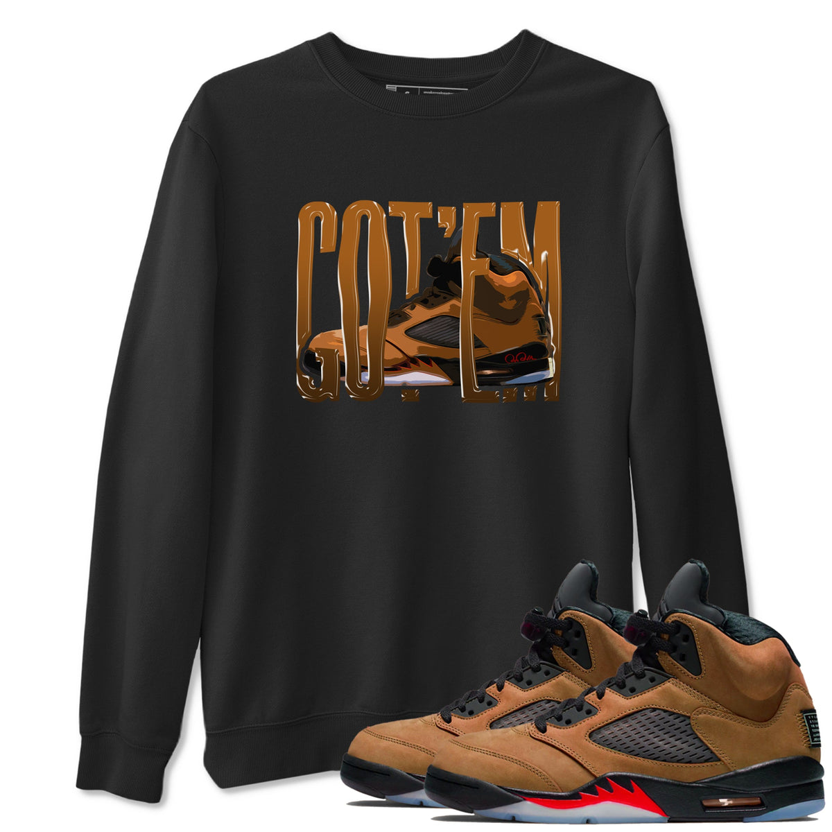 5s Archaeo Brown shirts to match jordans Wiggling Gotem sneaker match tees Air Jordan 5 Archaeo Brown match shoes to clothes Drip Gear Zone unisex cotton Black 1 shirts