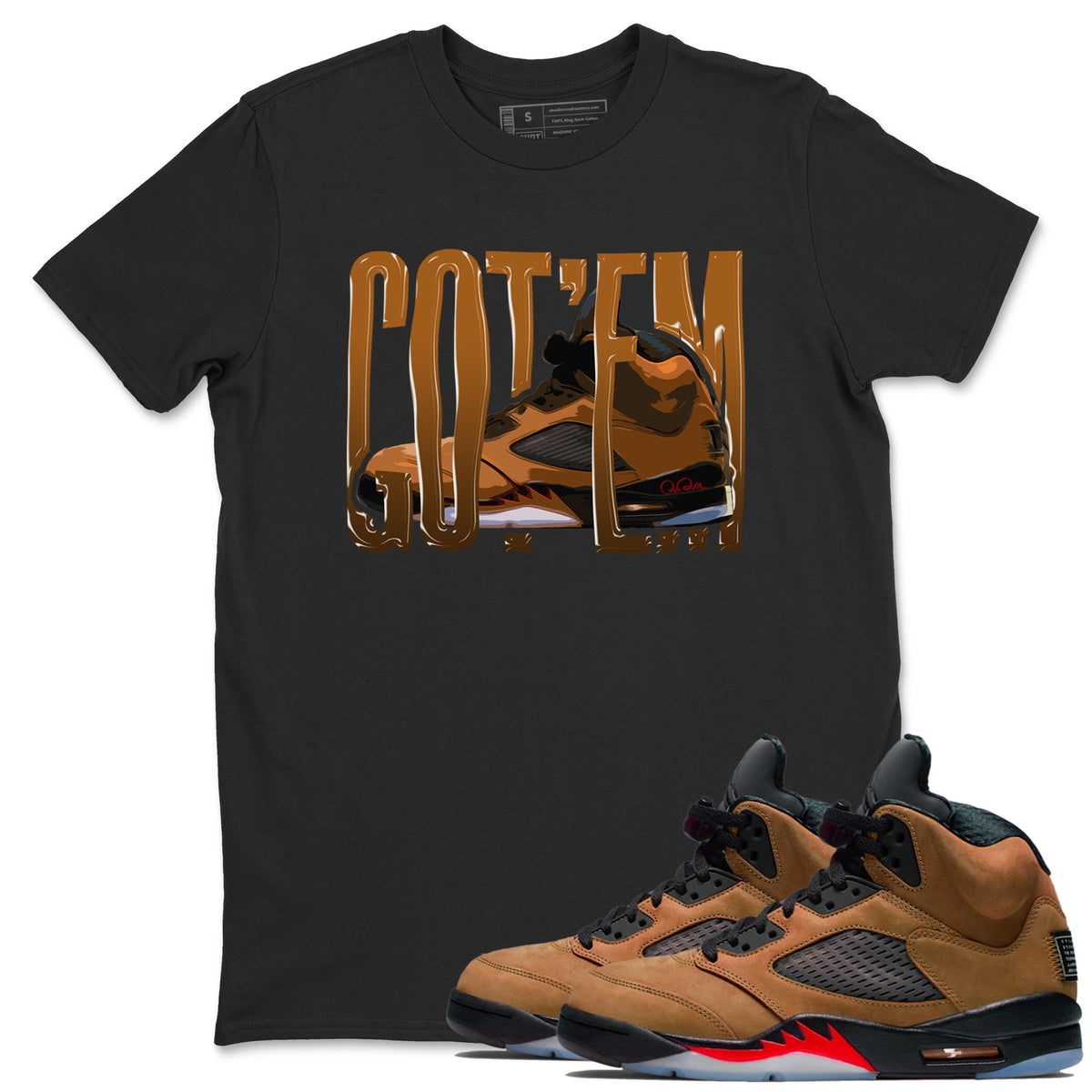 5s Archaeo Brown shirts to match jordans Wiggling Gotem sneaker match tees Air Jordan 5 Archaeo Brown match shoes to clothes Drip Gear Zone unisex cotton Black 1 shirts