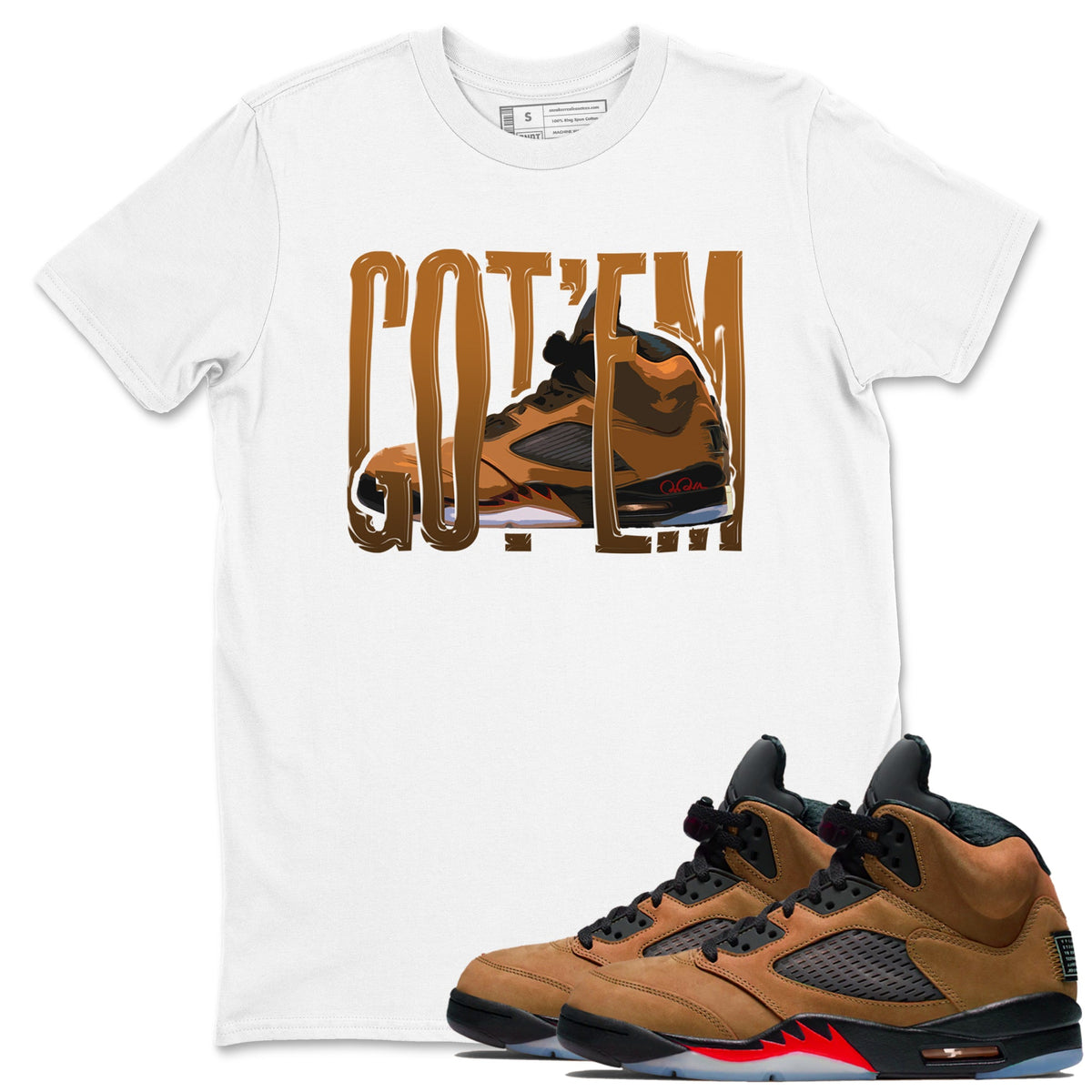 5s Archaeo Brown shirts to match jordans Wiggling Gotem sneaker match tees Air Jordan 5 Archaeo Brown match shoes to clothes Drip Gear Zone unisex cotton White 1 shirts