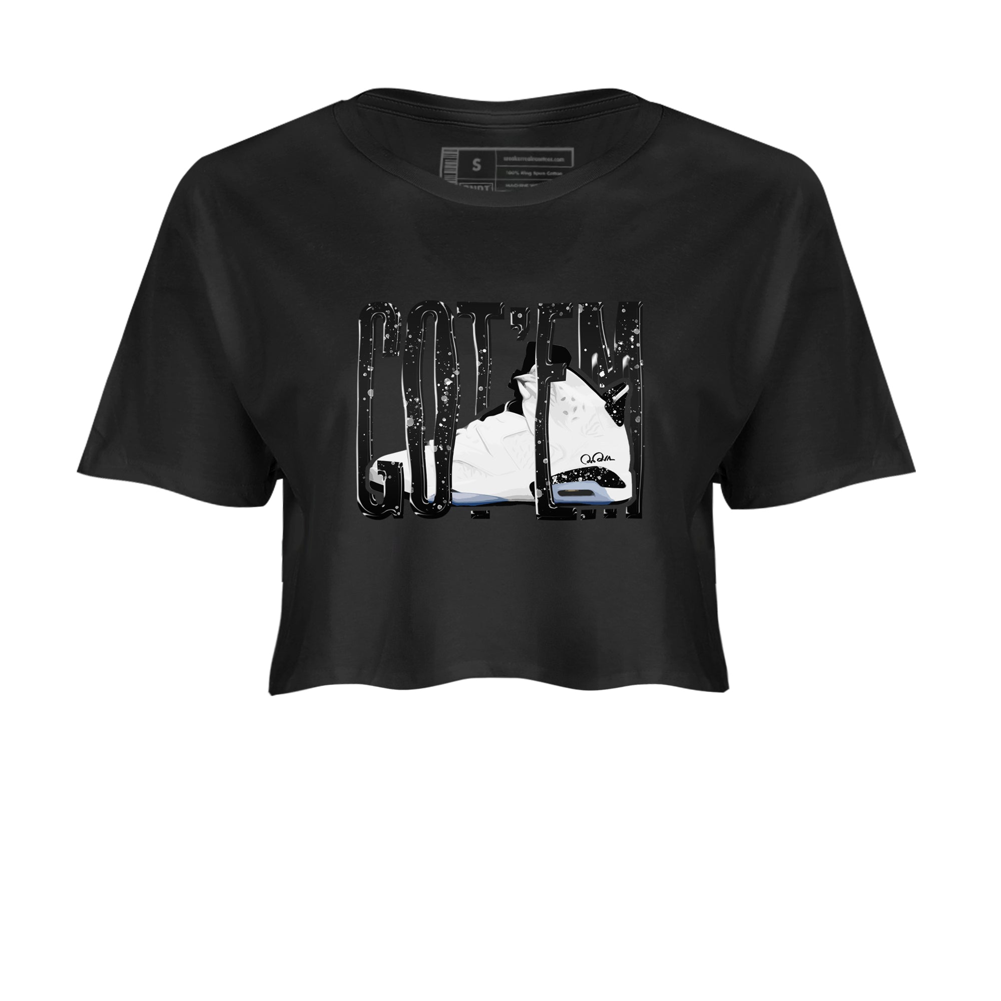 AJ6 White Black shirts to match jordans Wiggling Gotem sneaker match tees Air Jordan 6 White Black Drip Gear Zone streetwear brand Black 2 crop tee