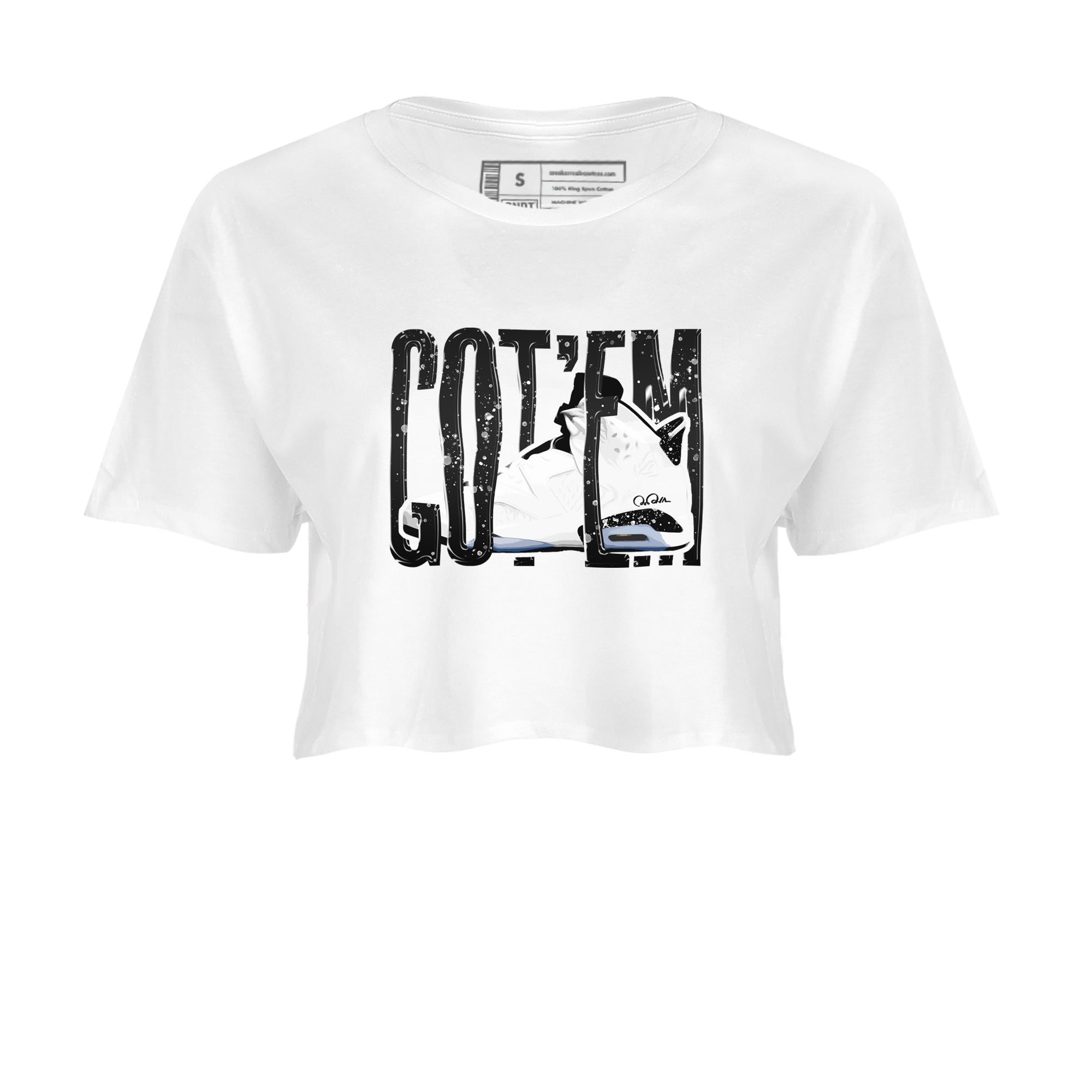 AJ6 White Black shirts to match jordans Wiggling Gotem sneaker match tees Air Jordan 6 White Black Drip Gear Zone streetwear brand White 2 crop tee