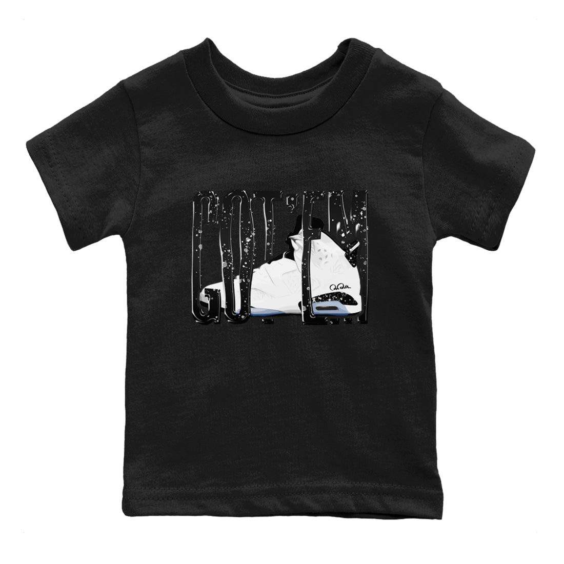 AJ6 White Black shirts to match jordans Wiggling Gotem sneaker match tees Air Jordan 6 White Black Drip Gear Zone streetwear brand Baby and Youth Black 2 cotton tee