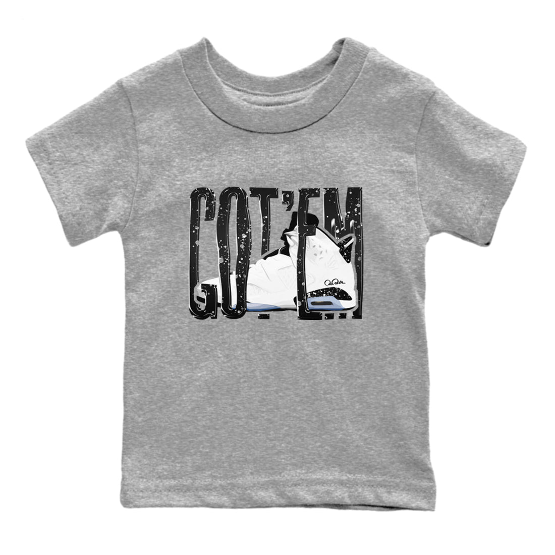 AJ6 White Black shirts to match jordans Wiggling Gotem sneaker match tees Air Jordan 6 White Black Drip Gear Zone streetwear brand Baby and Youth Heather Grey 2 cotton tee