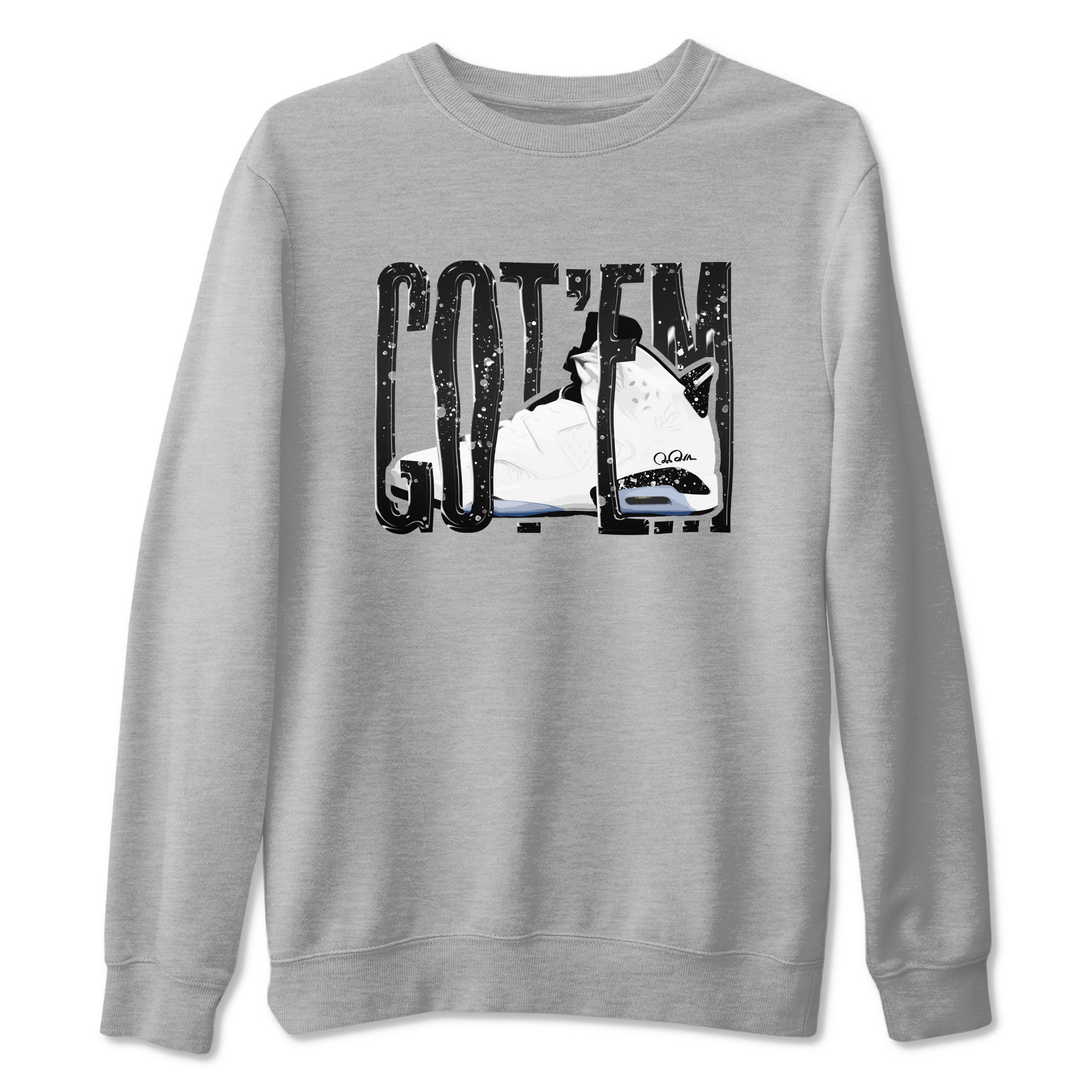 AJ6 White Black shirts to match jordans Wiggling Gotem sneaker match tees Air Jordan 6 White Black Drip Gear Zone streetwear brand Heather Grey 2 unisex cotton tee