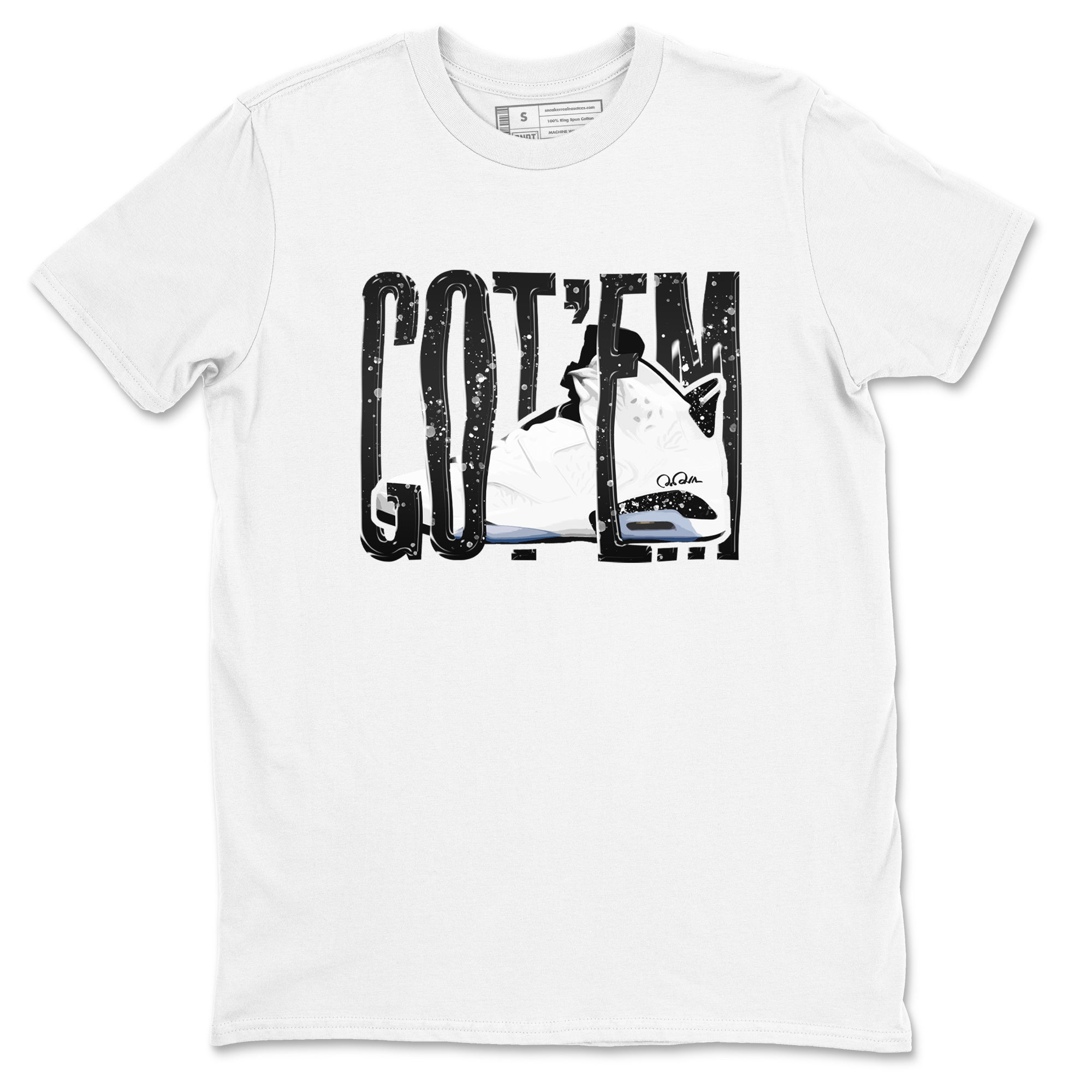 AJ6 White Black shirts to match jordans Wiggling Gotem sneaker match tees Air Jordan 6 White Black Drip Gear Zone streetwear brand White 2 unisex cotton tee