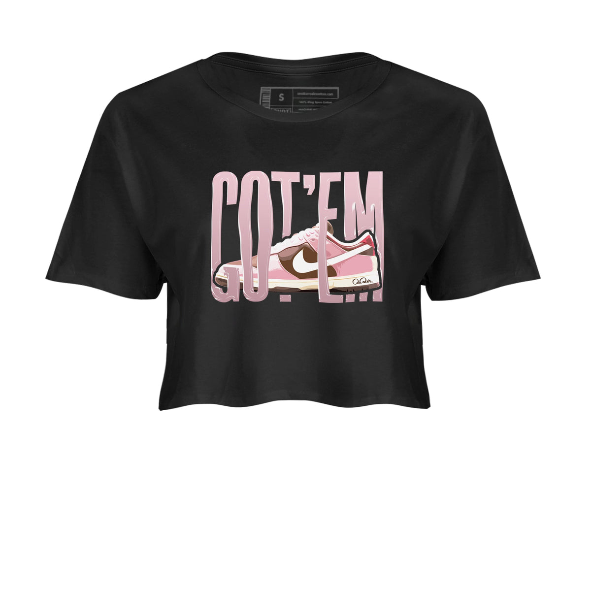 Dunk Cacao Wow And Pink Foam shirts to match jordans Wiggling Gotem sneaker match tees Dunk Cacao Wow And Pink Foam Drip Gear Zone streetwear brand Black 2 crop tee