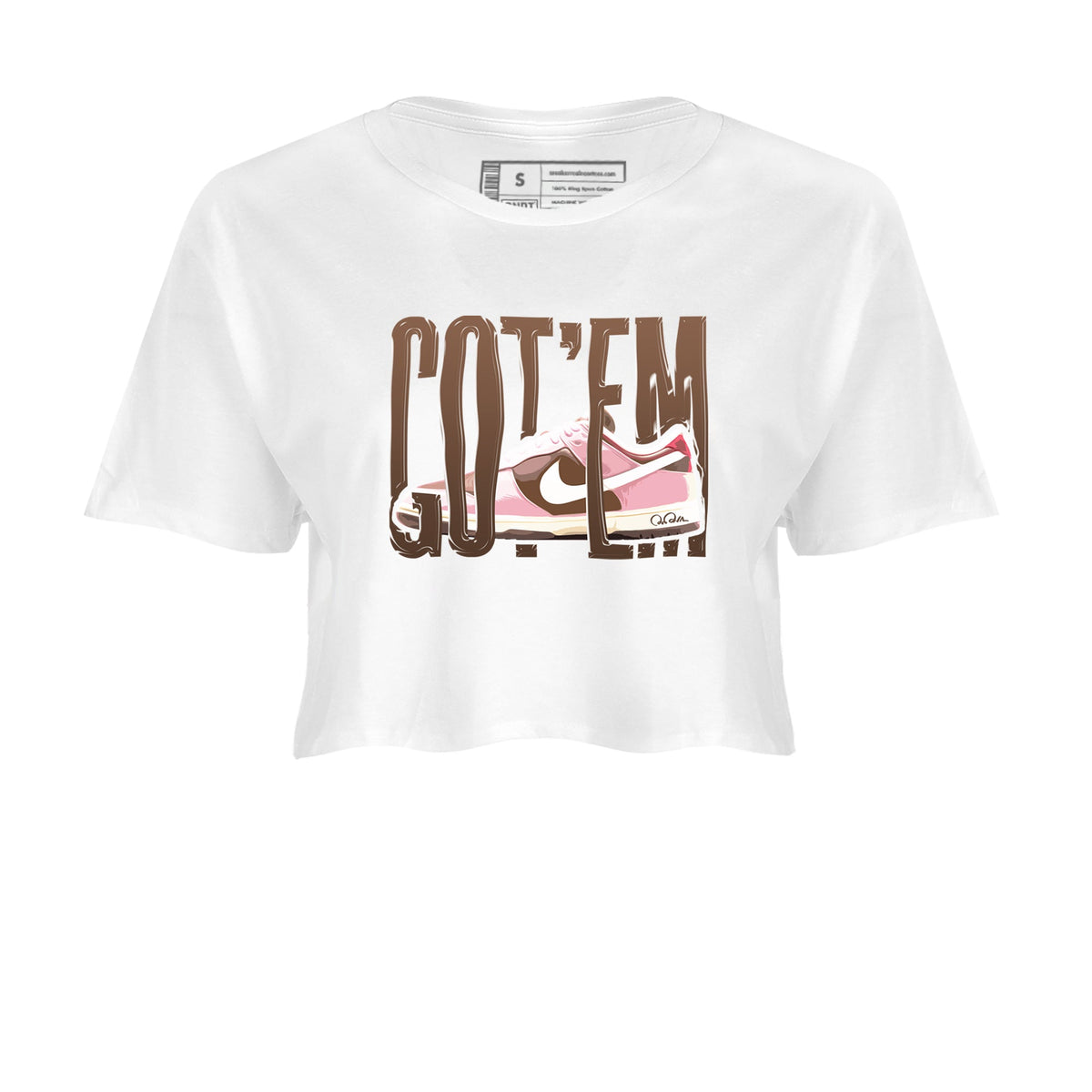 Dunk Cacao Wow And Pink Foam shirts to match jordans Wiggling Gotem sneaker match tees Dunk Cacao Wow And Pink Foam Drip Gear Zone streetwear brand White 2 crop tee