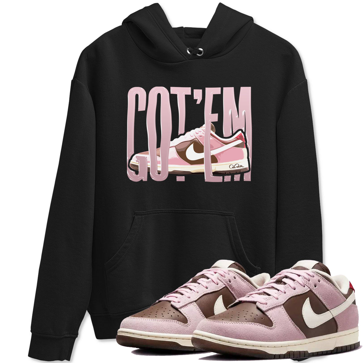 Dunk Cacao Wow And Pink Foam shirts to match jordans Wiggling Gotem sneaker match tees Dunk Cacao Wow And Pink Foam Drip Gear Zone streetwear brand Black 1 unisex cotton tee