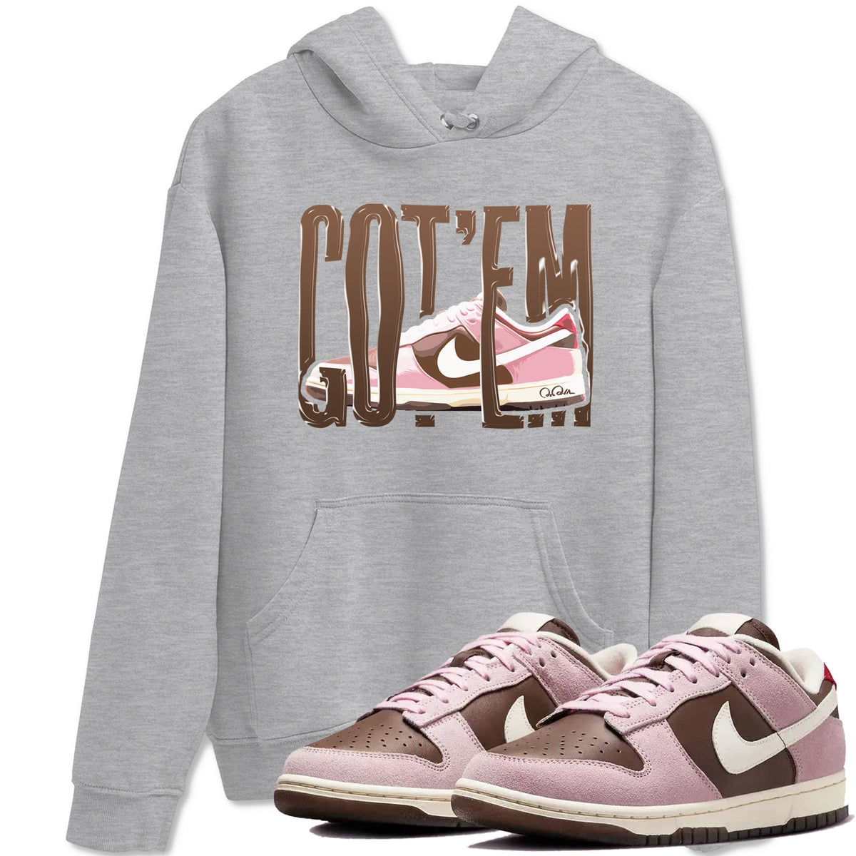Dunk Cacao Wow And Pink Foam shirts to match jordans Wiggling Gotem sneaker match tees Dunk Cacao Wow And Pink Foam Drip Gear Zone streetwear brand Heather Grey 1 unisex cotton tee