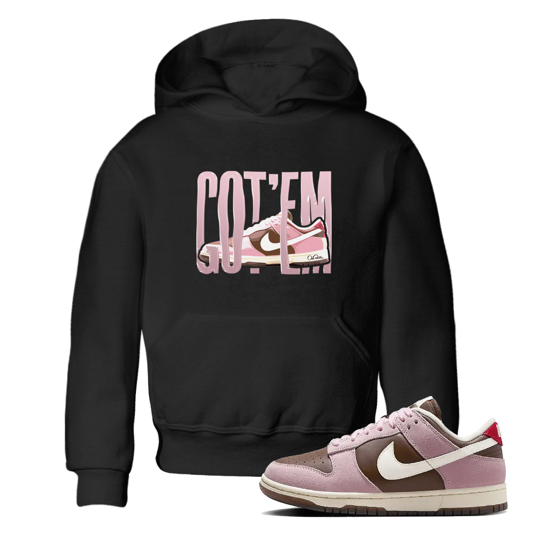 Dunk Cacao Wow And Pink Foam shirts to match jordans Wiggling Gotem sneaker match tees Dunk Cacao Wow And Pink Foam Drip Gear Zone streetwear brand Baby and Youth Black 1 cotton tee