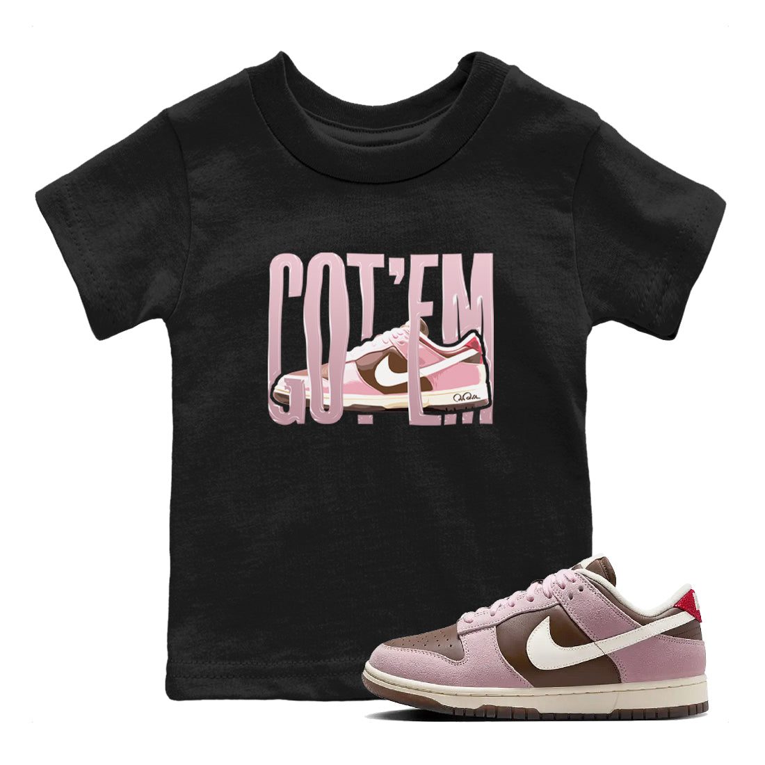 Dunk Cacao Wow And Pink Foam shirts to match jordans Wiggling Gotem sneaker match tees Dunk Cacao Wow And Pink Foam Drip Gear Zone streetwear brand Baby and Youth Black 1 cotton tee