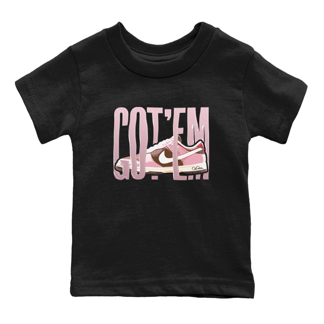 Dunk Cacao Wow And Pink Foam shirts to match jordans Wiggling Gotem sneaker match tees Dunk Cacao Wow And Pink Foam Drip Gear Zone streetwear brand Baby and Youth Black 2 cotton tee