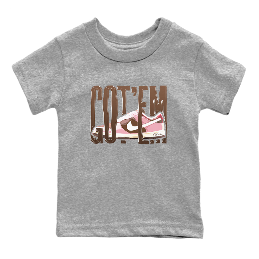 Dunk Cacao Wow And Pink Foam shirts to match jordans Wiggling Gotem sneaker match tees Dunk Cacao Wow And Pink Foam Drip Gear Zone streetwear brand Baby and Youth Heather Grey 2 cotton tee