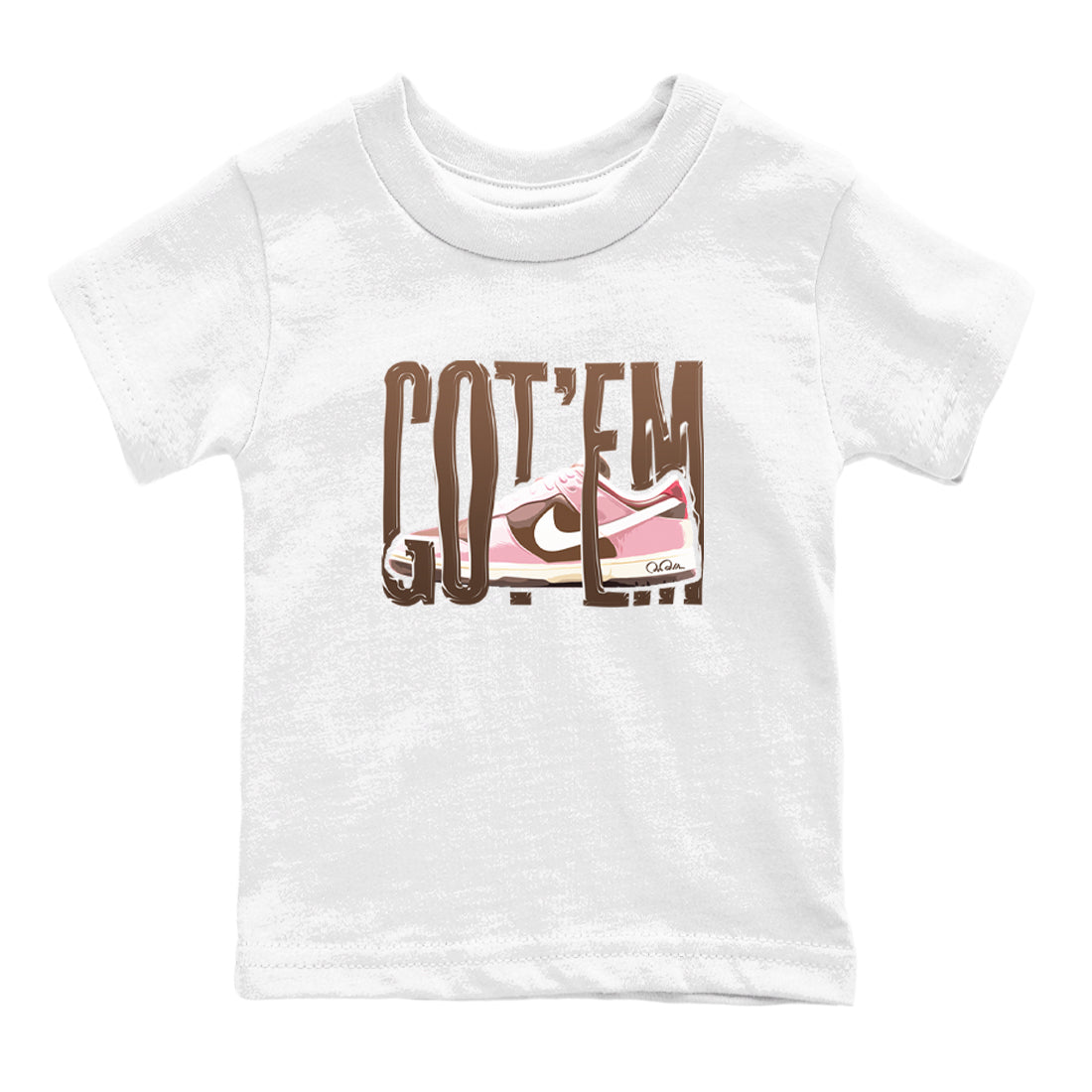 Dunk Cacao Wow And Pink Foam shirts to match jordans Wiggling Gotem sneaker match tees Dunk Cacao Wow And Pink Foam Drip Gear Zone streetwear brand Baby and Youth White 2 cotton tee