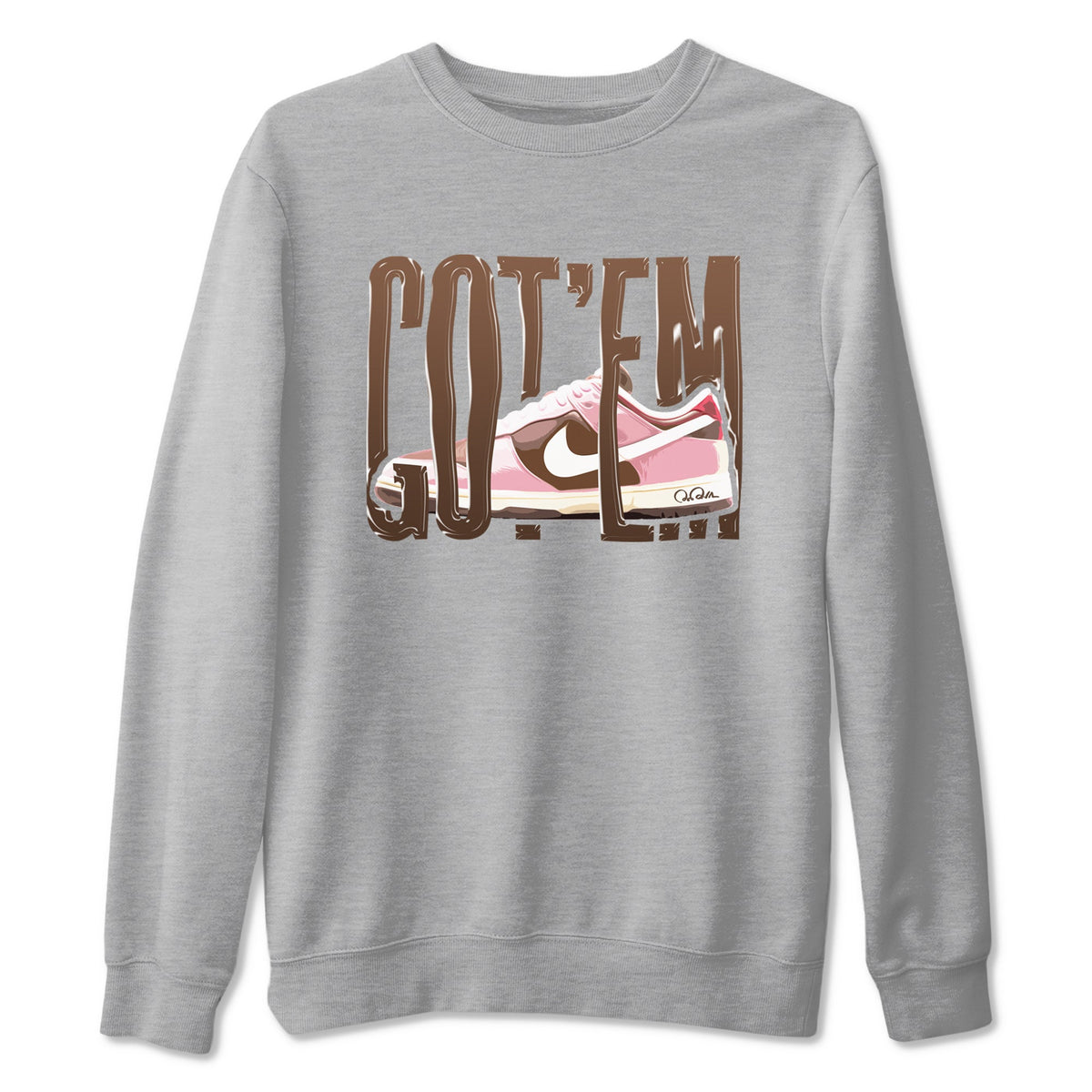 Dunk Cacao Wow And Pink Foam shirts to match jordans Wiggling Gotem sneaker match tees Dunk Cacao Wow And Pink Foam Drip Gear Zone streetwear brand Heather Grey 2 unisex cotton tee