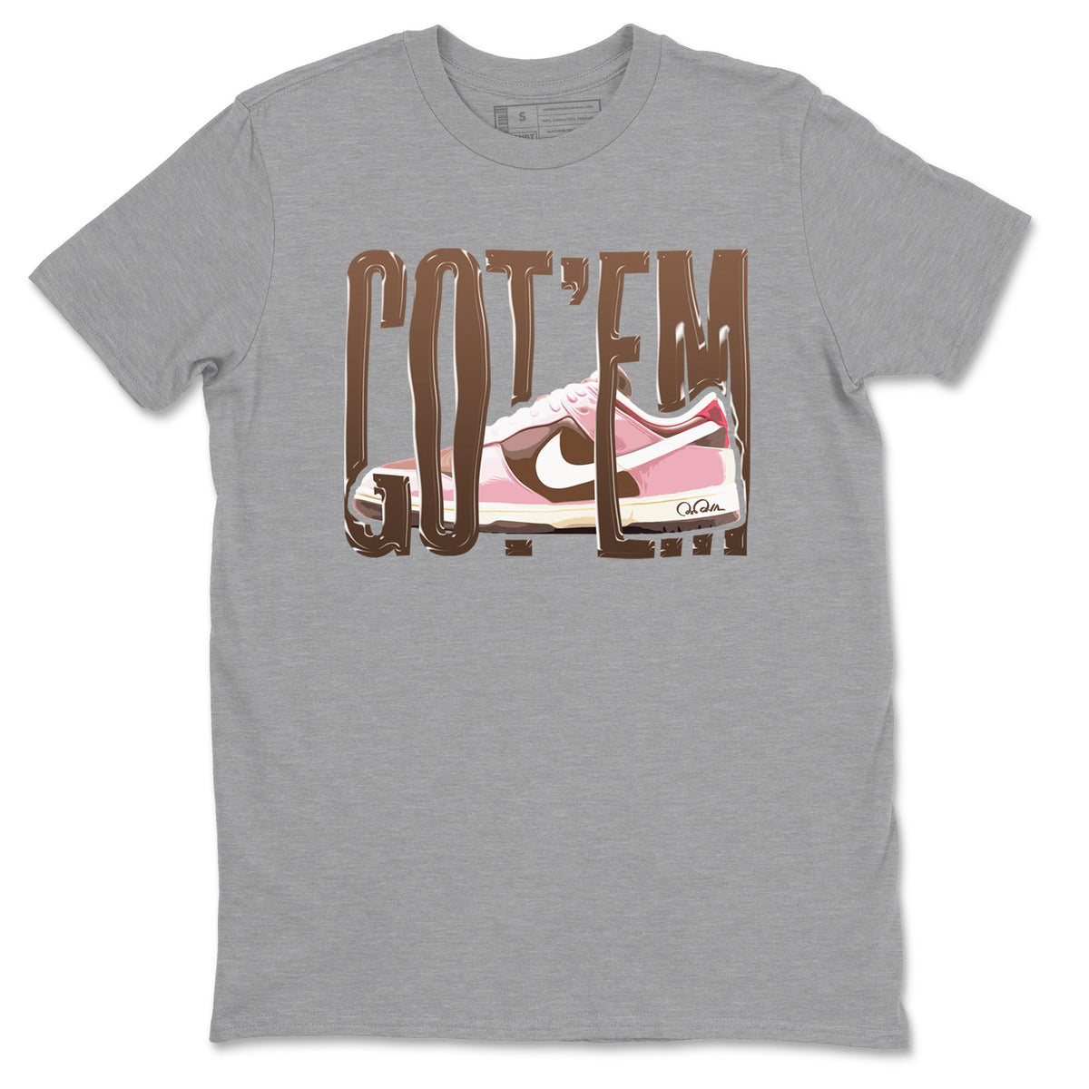 Dunk Cacao Wow And Pink Foam shirts to match jordans Wiggling Gotem sneaker match tees Dunk Cacao Wow And Pink Foam Drip Gear Zone streetwear brand Heather Grey 2 unisex cotton tee