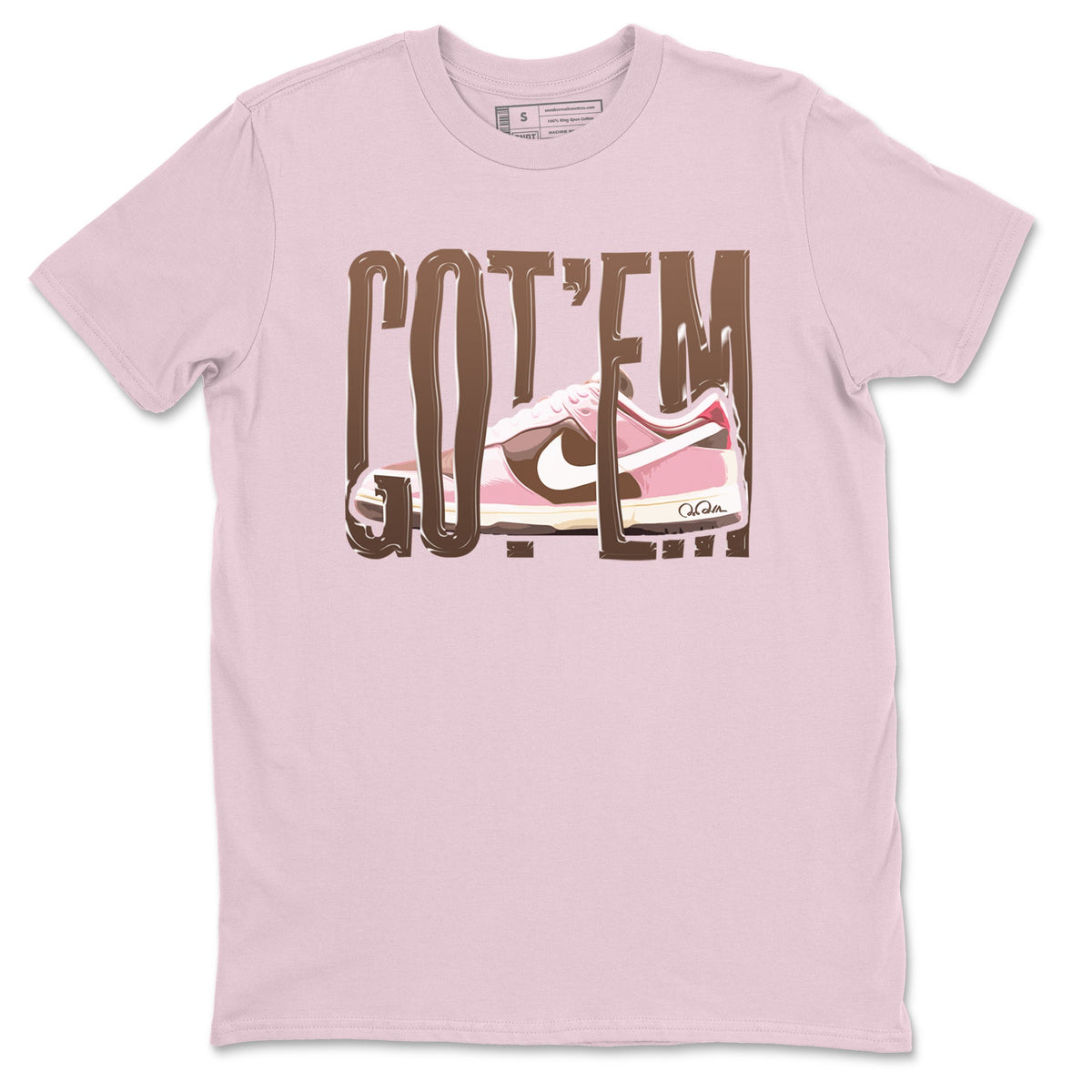 Dunk Cacao Wow And Pink Foam shirts to match jordans Wiggling Gotem sneaker match tees Dunk Cacao Wow And Pink Foam Drip Gear Zone streetwear brand Pink 2 unisex cotton tee
