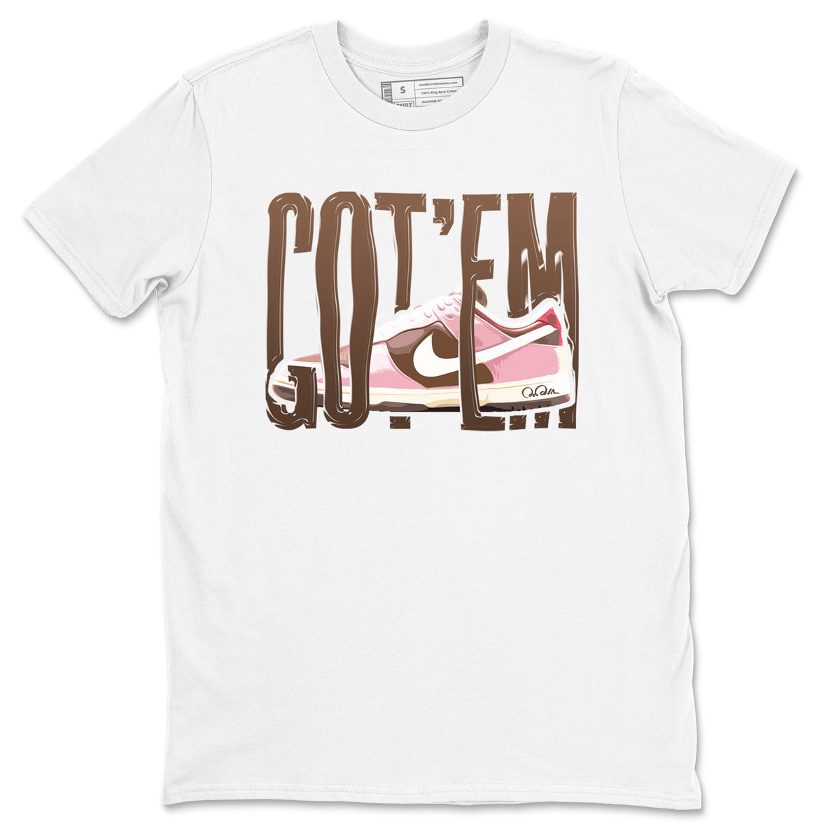 Dunk Cacao Wow And Pink Foam shirts to match jordans Wiggling Gotem sneaker match tees Dunk Cacao Wow And Pink Foam Drip Gear Zone streetwear brand White 2 unisex cotton tee