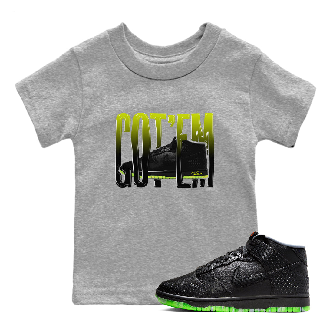 Dunk Halloween shirt to match jordans Wiggling Gotem sneaker tees halloween horror nights Nike Dunk Halloween Drip Gear Zone Baby Toddler Heather Grey 1 T-Shirt