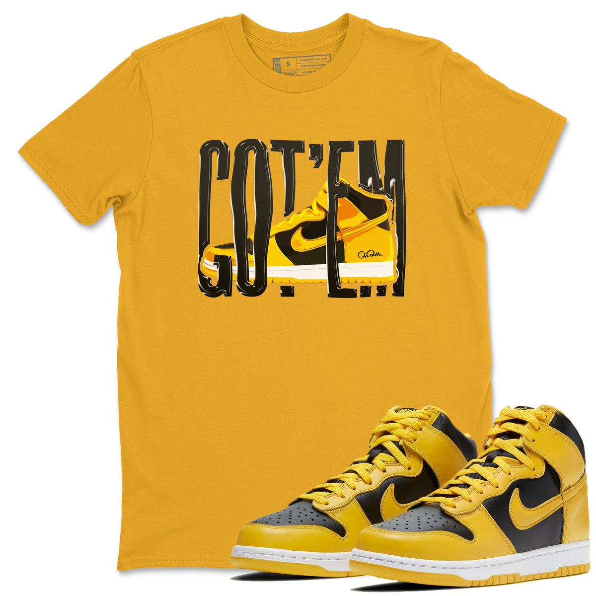 Dunk High Wu Tang shirts to match jordans Wiggling Gotem sneaker match tees Dunk High Wu Tang match shoes to clothes Drip Gear Zone unisex cotton Gold 1 shirts