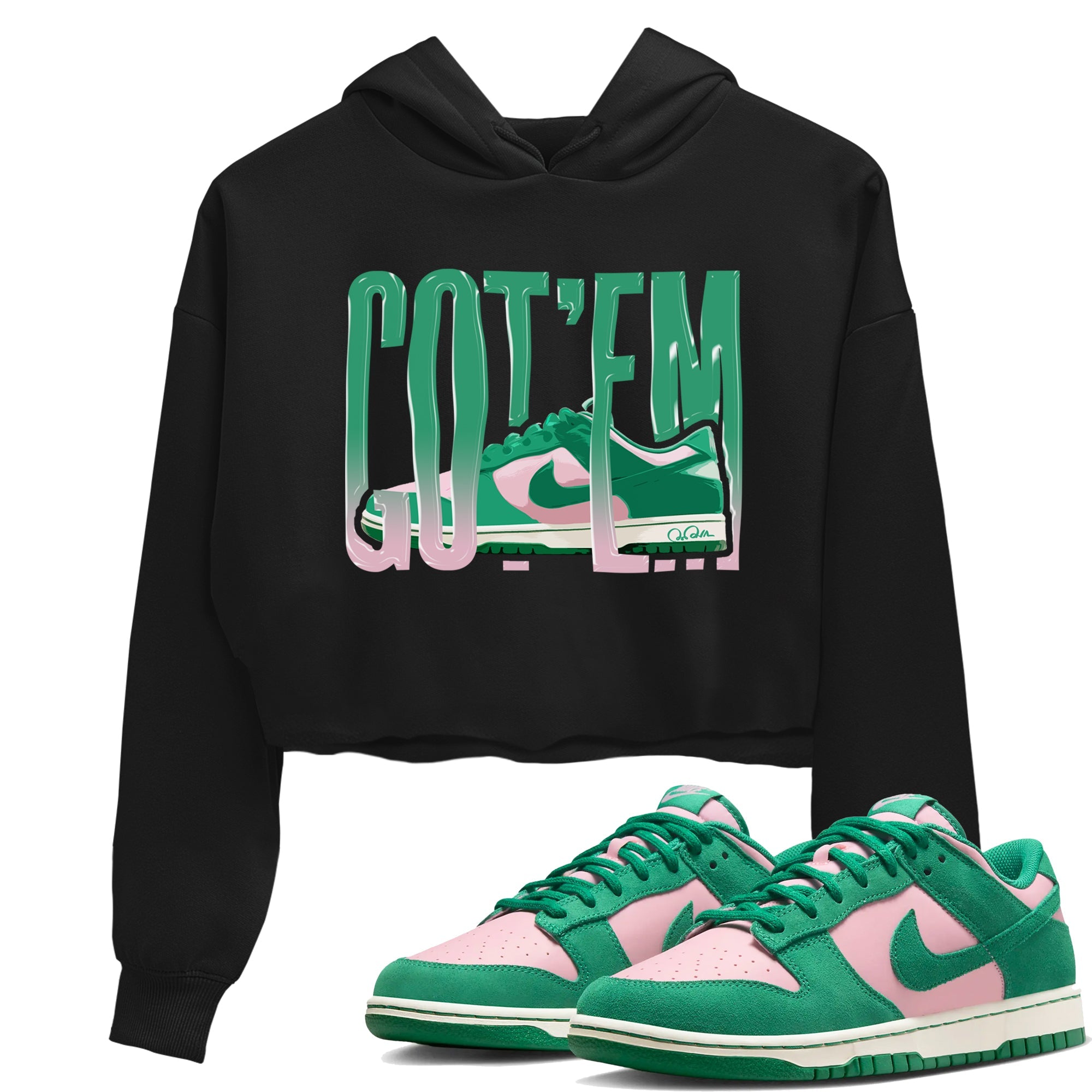 Dunk Low Medium Soft Pink Malachite shirt to match jordans Wiggling Gotem sneaker tees Dunk Medium Soft Pink Malachite Drip Gear Zone Black 1 crop length shirt