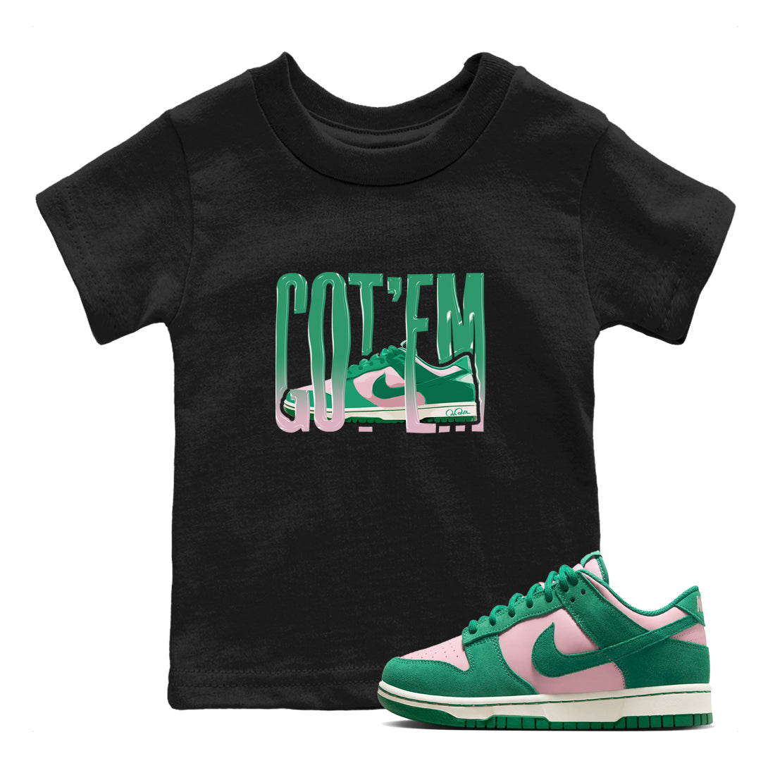 Dunk Low Medium Soft Pink Malachite shirt to match jordans Wiggling Gotem sneaker tees Dunk Medium Soft Pink Malachite Drip Gear Zone baby toddler Black 1 cotton Shirt