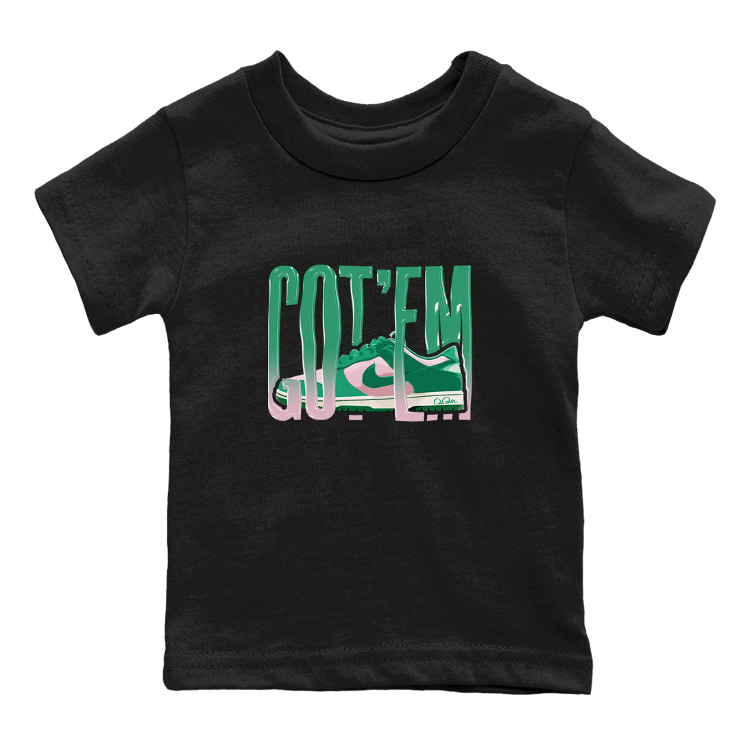 Dunk Low Medium Soft Pink Malachite shirt to match jordans Wiggling Gotem sneaker tees Dunk Medium Soft Pink Malachite Drip Gear Zone baby toddler Black 2 cotton Shirt