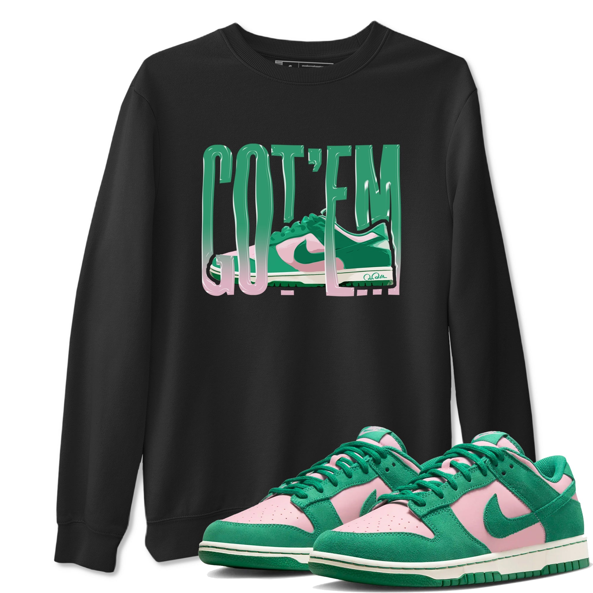 Dunk Low Medium Soft Pink Malachite shirt to match jordans Wiggling Gotem sneaker tees Dunk Medium Soft Pink Malachite Drip Gear Zone unisex cotton Black 1 crew neck shirt