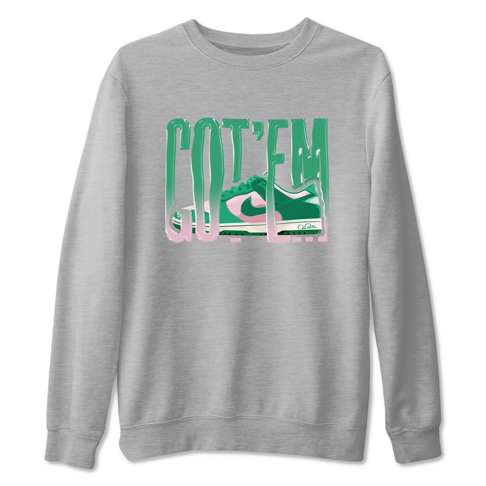 Dunk Low Medium Soft Pink Malachite shirt to match jordans Wiggling Gotem sneaker tees Dunk Medium Soft Pink Malachite Drip Gear Zone unisex cotton Heather Grey 2 crew neck shirt