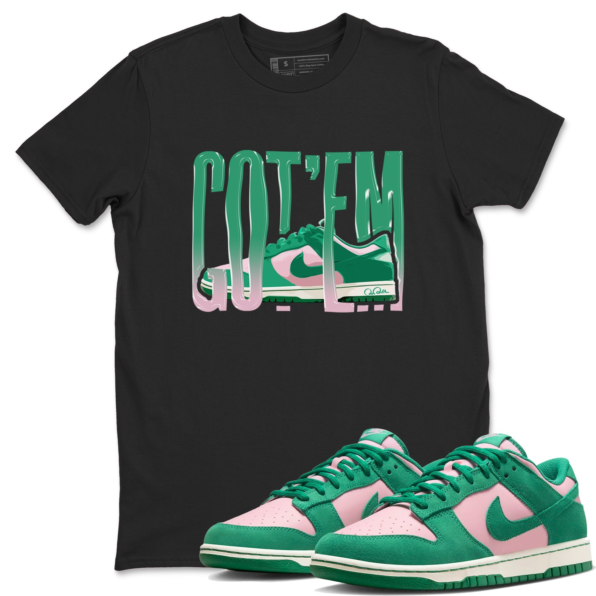 Dunk Low Medium Soft Pink Malachite shirt to match jordans Wiggling Gotem sneaker tees Dunk Medium Soft Pink Malachite Drip Gear Zone unisex cotton Black 1 crew neck shirt