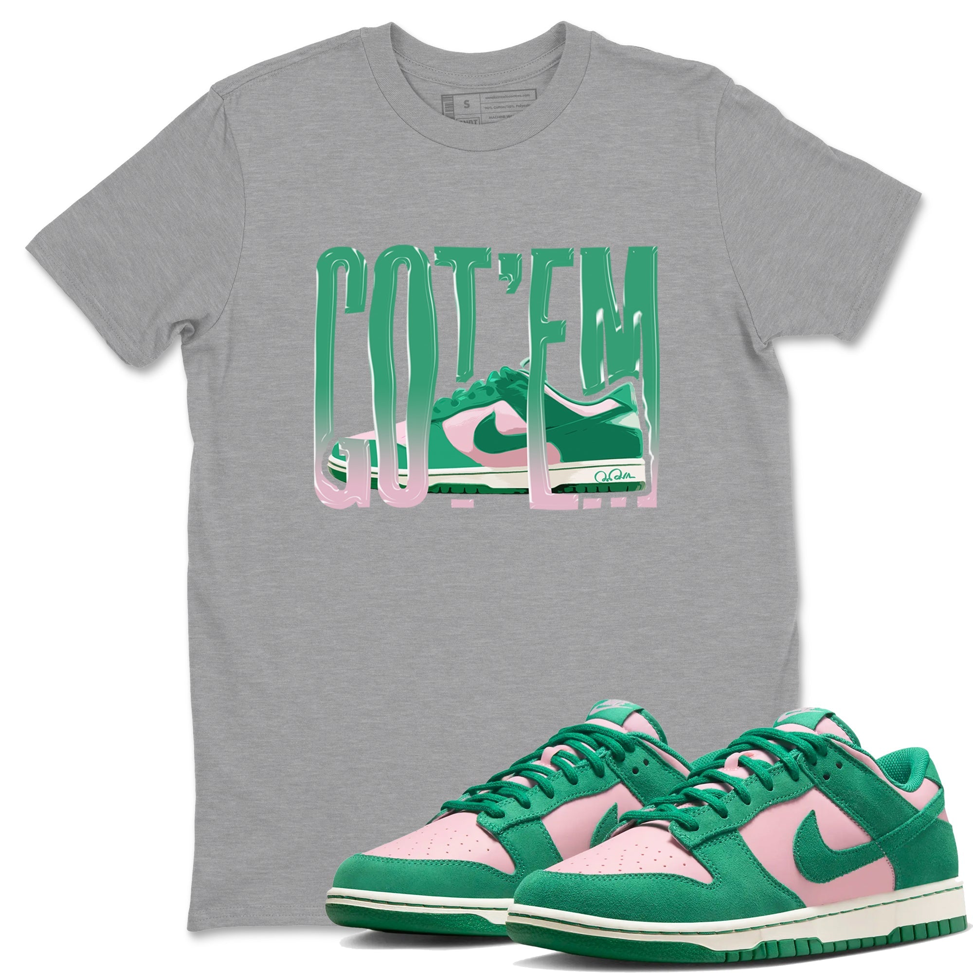 Dunk Low Medium Soft Pink Malachite shirt to match jordans Wiggling Gotem sneaker tees Dunk Medium Soft Pink Malachite Drip Gear Zone unisex cotton Heather Grey 1 crew neck shirt