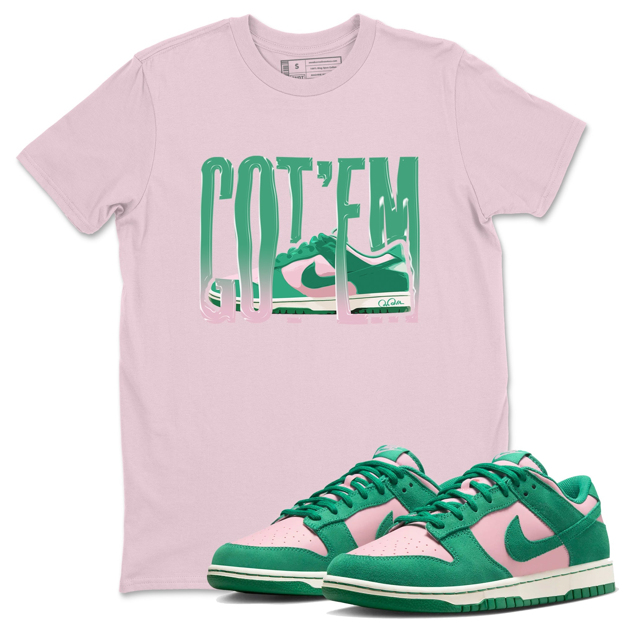 Dunk Low Medium Soft Pink Malachite shirt to match jordans Wiggling Gotem sneaker tees Dunk Medium Soft Pink Malachite Drip Gear Zone unisex cotton Pink 1 crew neck shirt