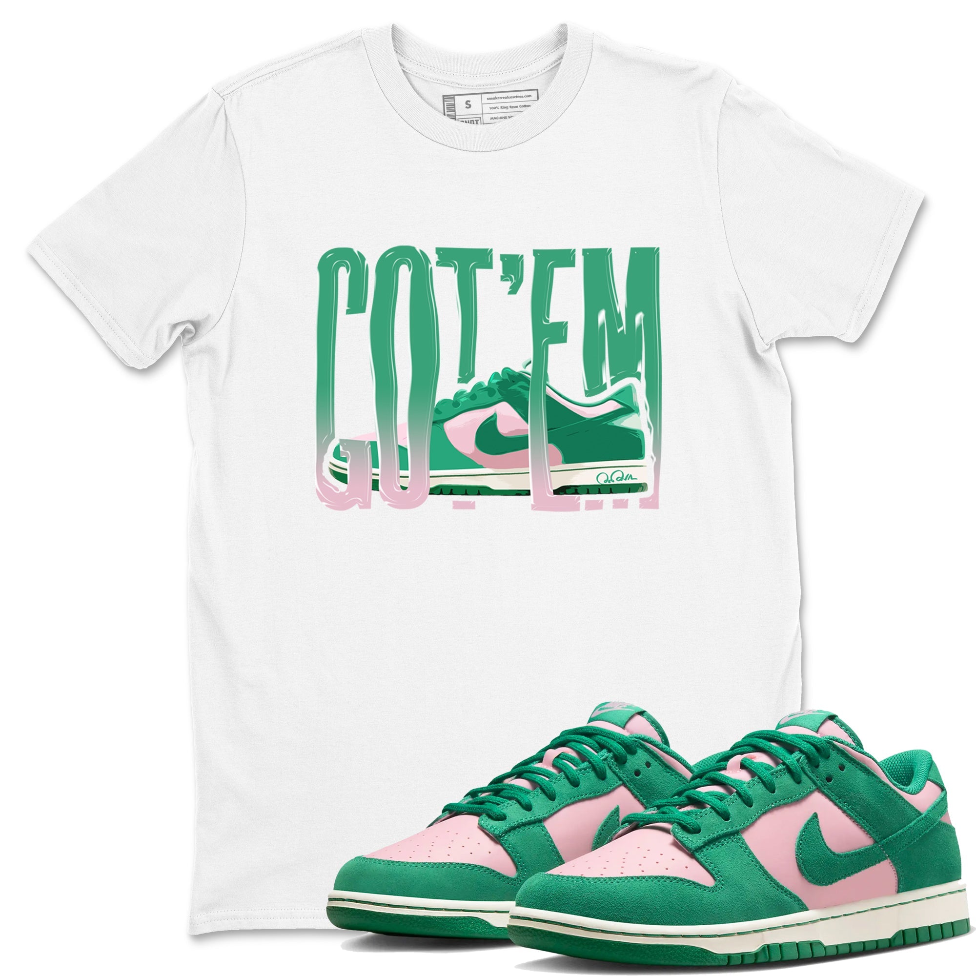 Dunk Low Medium Soft Pink Malachite shirt to match jordans Wiggling Gotem sneaker tees Dunk Medium Soft Pink Malachite Drip Gear Zone unisex cotton White 1 crew neck shirt