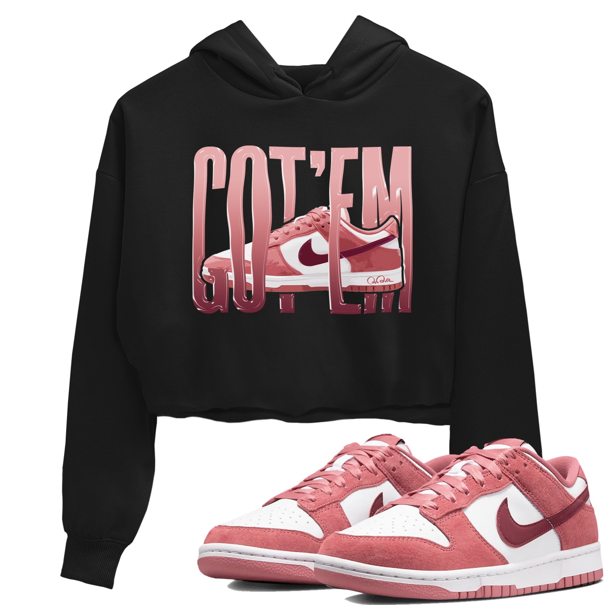 Dunk Valentines Day 2024 shirt to match jordans Wiggling Gotem sneaker tees Dunk Happy Valentines Day 2024 Drip Gear Zone Black 1 Crop T-Shirt