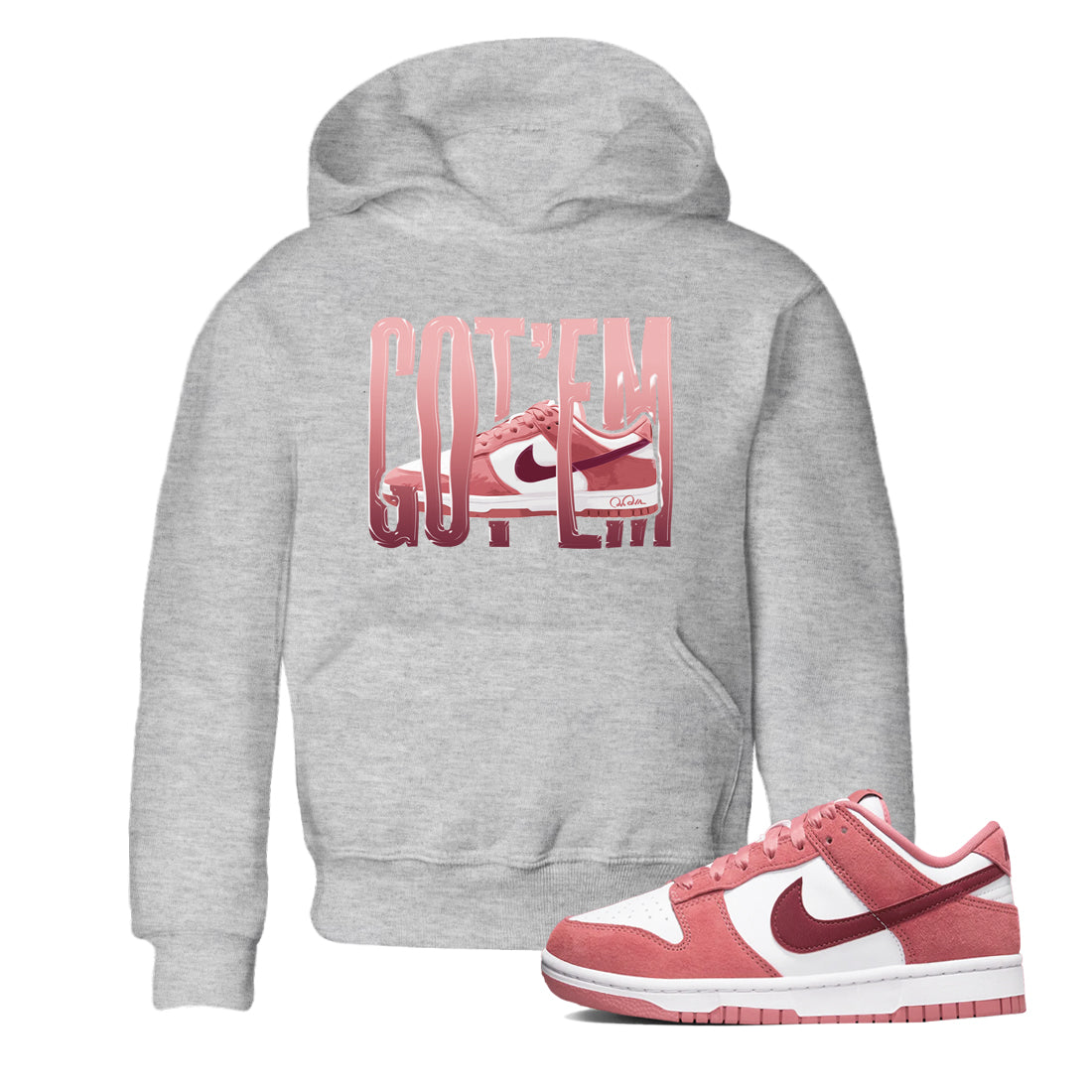 Dunk Valentines Day 2024 shirt to match jordans Wiggling Gotem sneaker tees Dunk Happy Valentines Day 2024 Drip Gear Zone Baby Toddler Heather Grey 1 T-Shirt