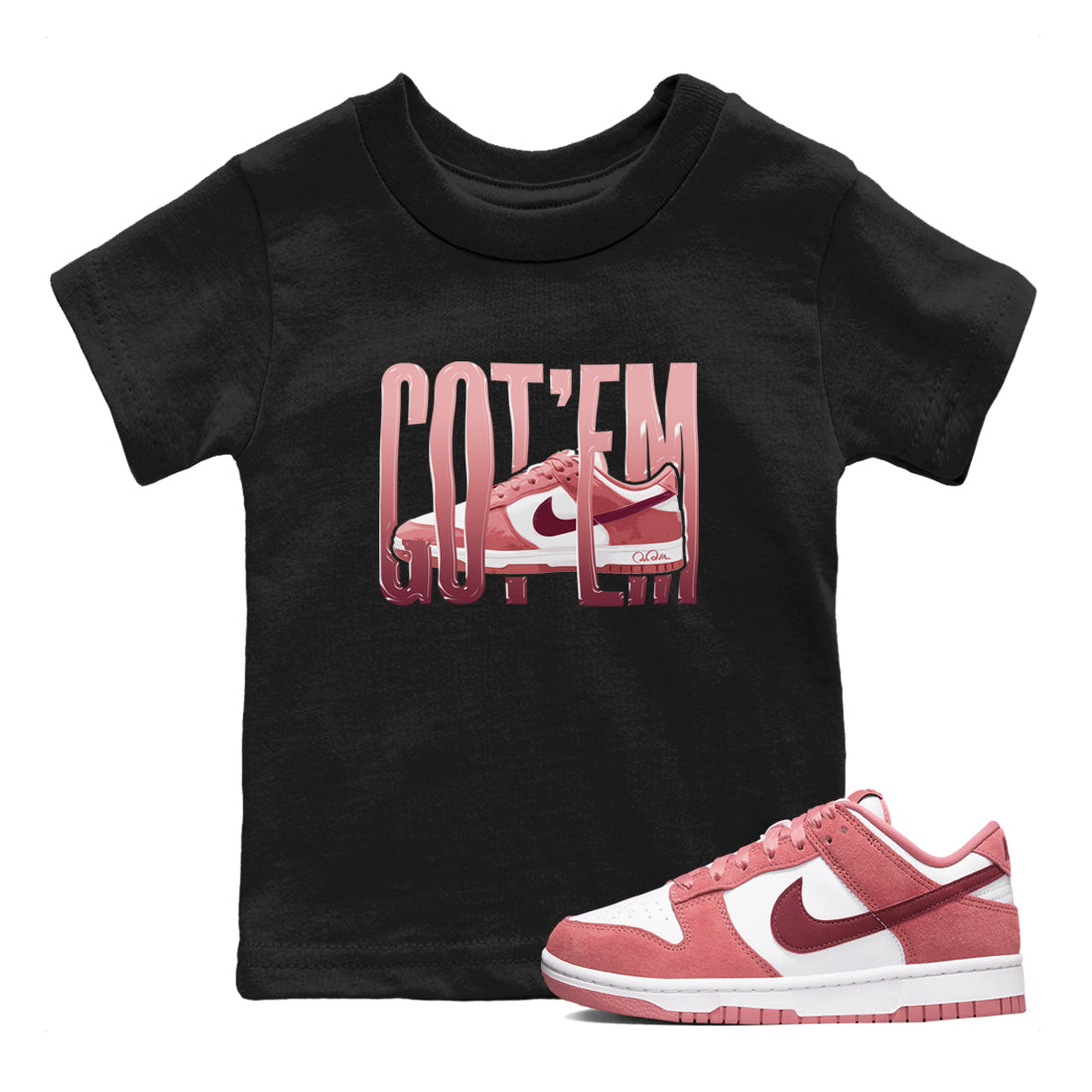 Dunk Valentines Day 2024 shirt to match jordans Wiggling Gotem sneaker tees Dunk Happy Valentines Day 2024 Drip Gear Zone Baby Toddler Black 1 T-Shirt