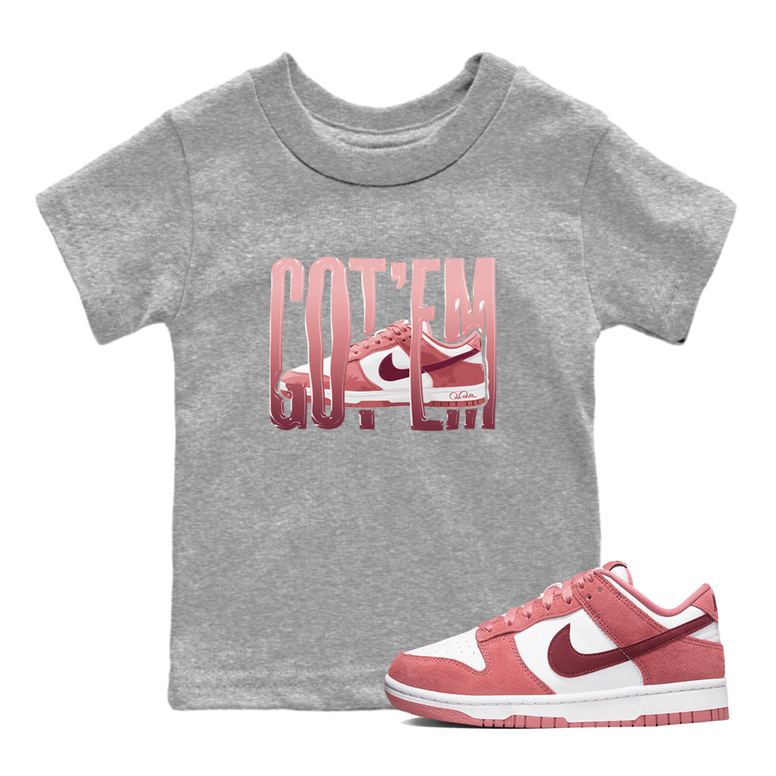 Dunk Valentines Day 2024 shirt to match jordans Wiggling Gotem sneaker tees Dunk Happy Valentines Day 2024 Drip Gear Zone Baby Toddler Heather Grey 1 T-Shirt