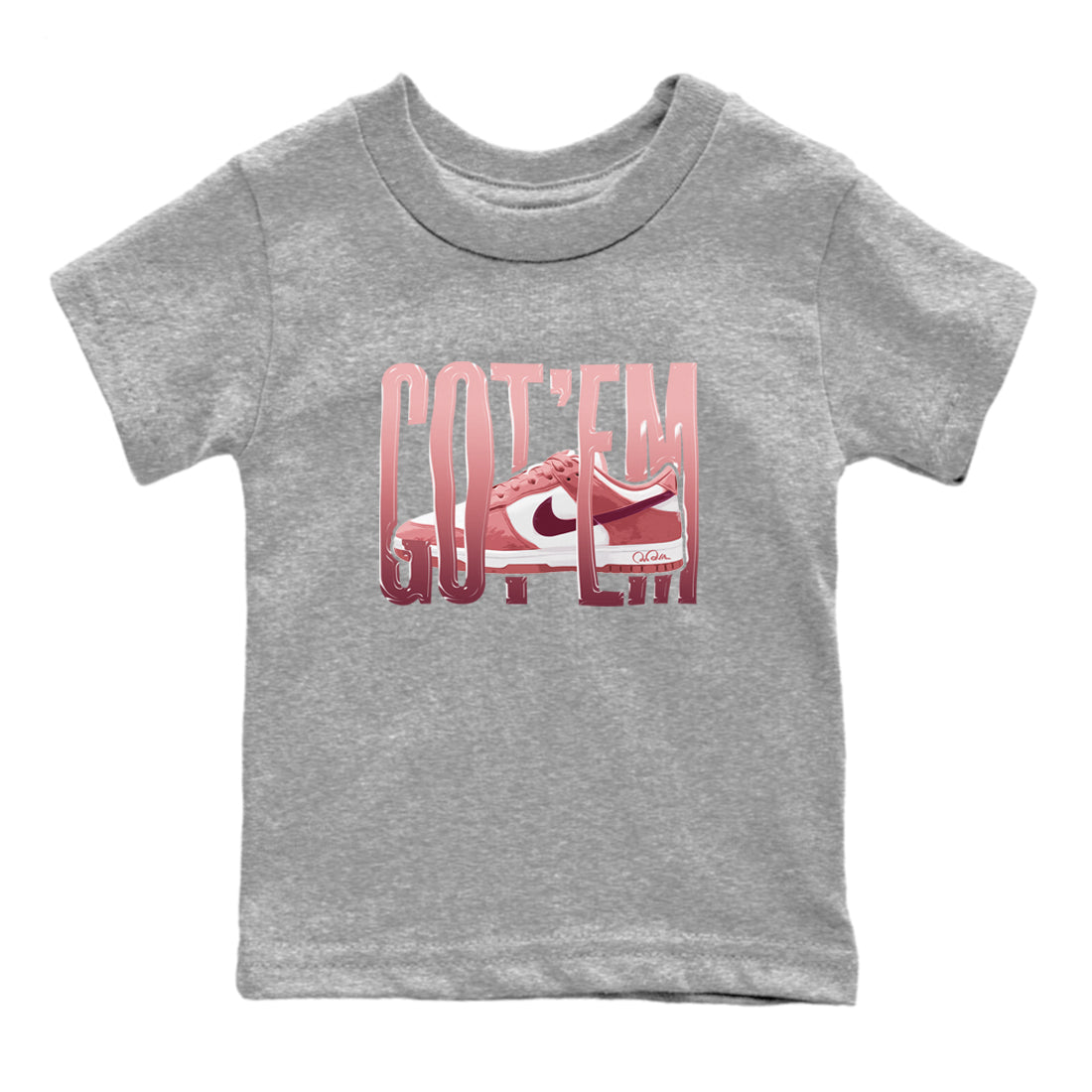 Dunk Valentines Day 2024 shirt to match jordans Wiggling Gotem sneaker tees Dunk Happy Valentines Day 2024 Drip Gear Zone Baby Toddler Heather Grey 2 T-Shirt