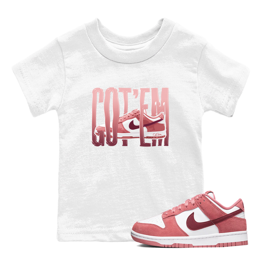 Dunk Valentines Day 2024 shirt to match jordans Wiggling Gotem sneaker tees Dunk Happy Valentines Day 2024 Drip Gear Zone Baby Toddler White 1 T-Shirt