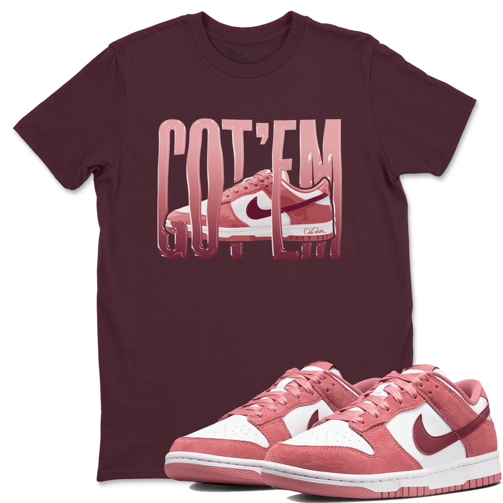Dunk Valentines Day 2024 shirt to match jordans Wiggling Gotem sneaker tees Dunk Happy Valentines Day 2024 Drip Gear Zone Unisex Maroon 1 T-Shirt